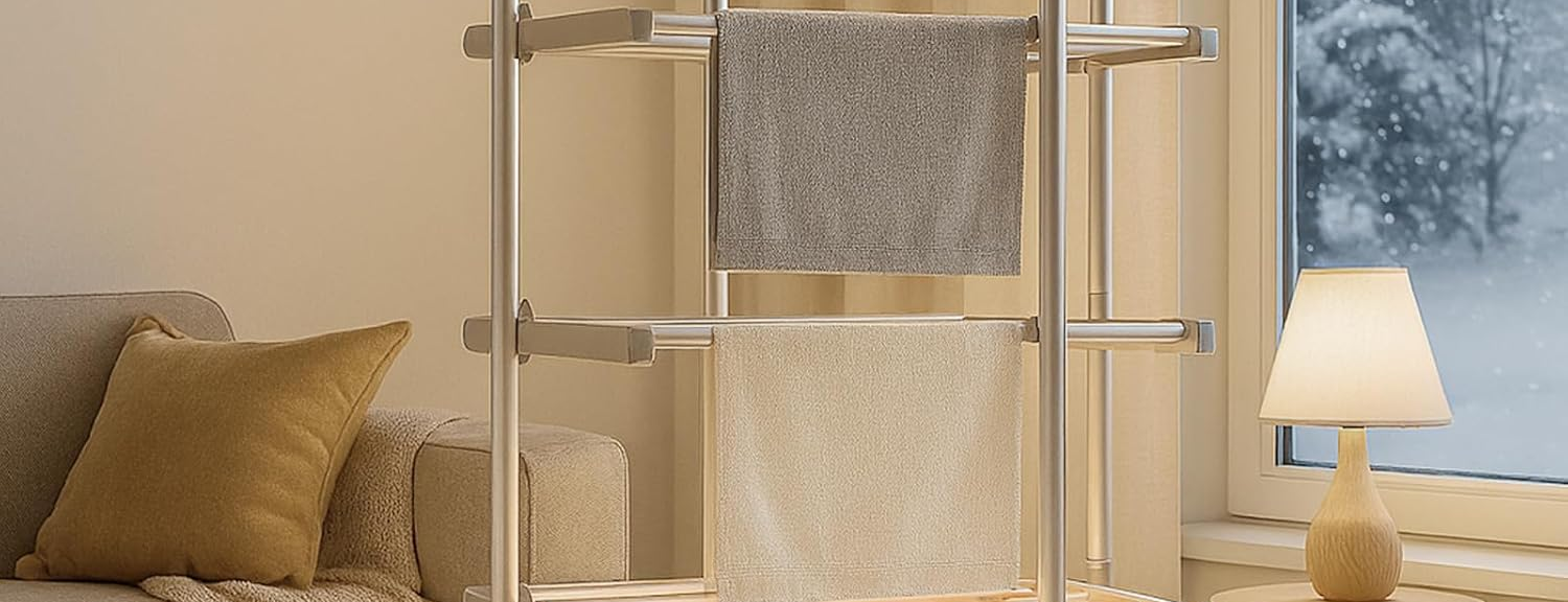 Étendoir à linge chauffant blanc — séchage facile