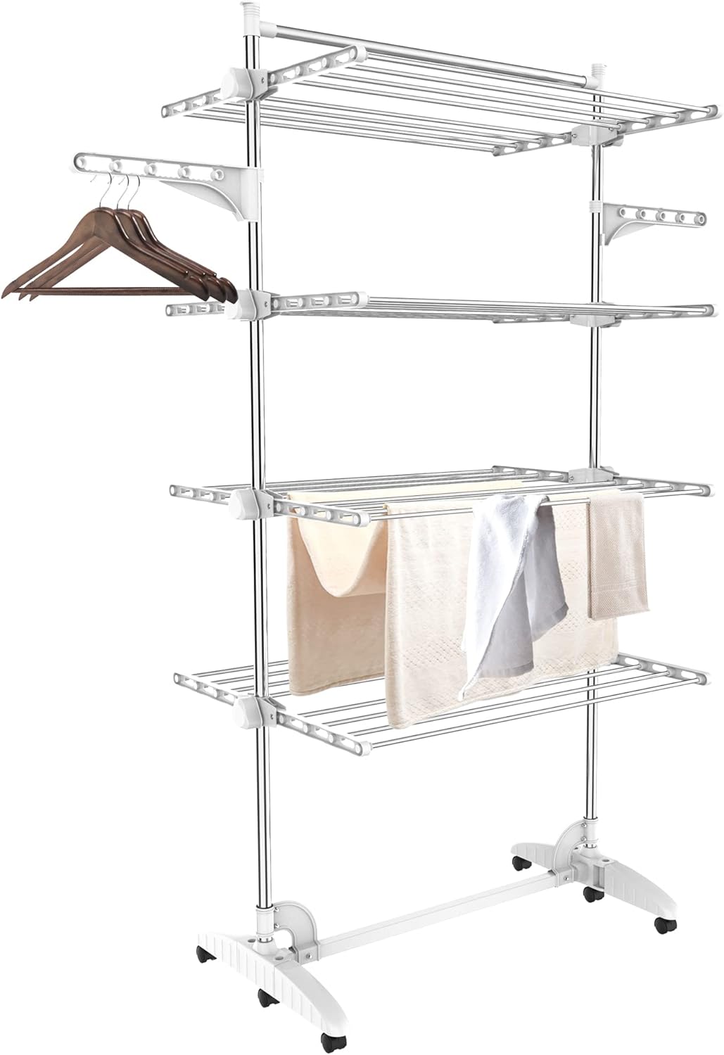 Étendoir pour linge pliable Blanc 4 étagères