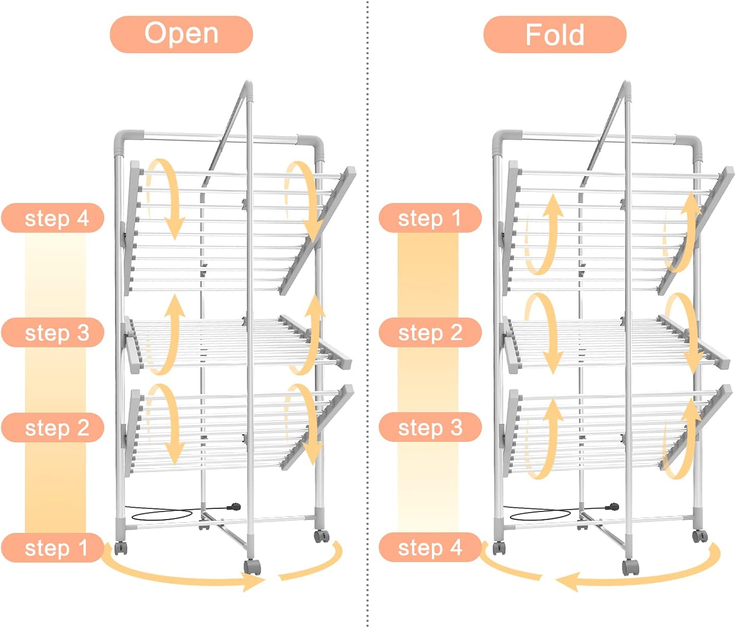Étendoir à linge chauffant blanc — séchage facile — 3