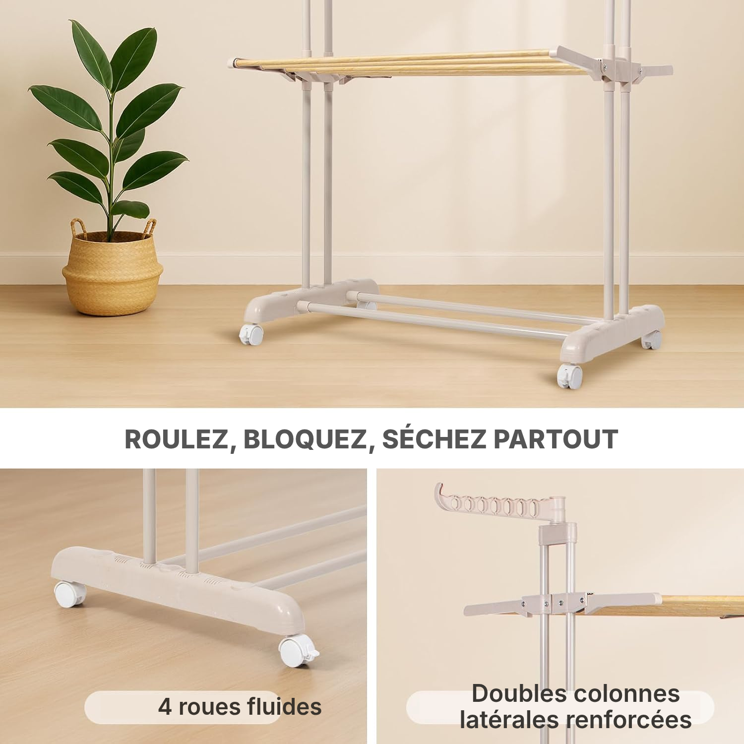 Étendoir à linge 3 niveaux, gain de place — 4