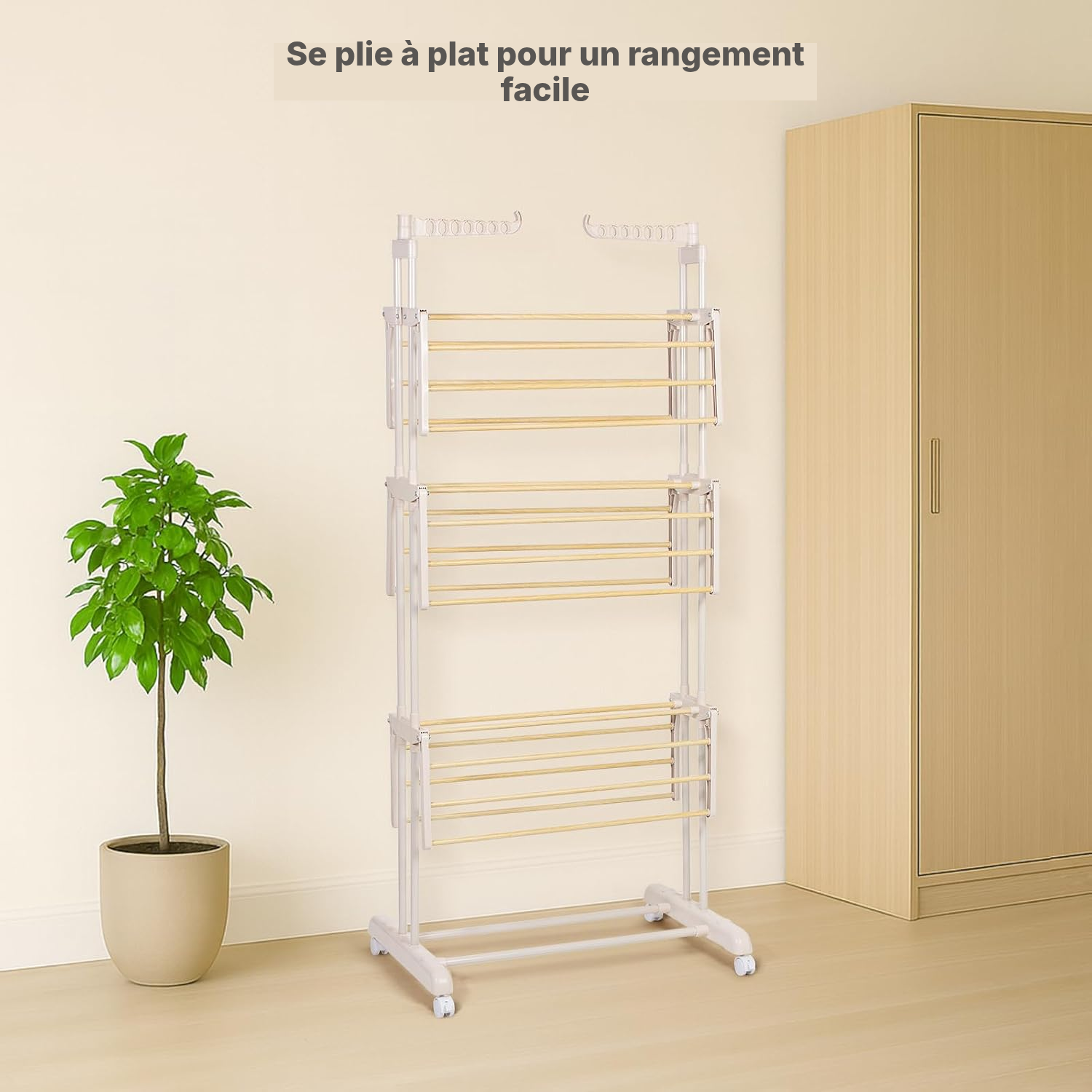 Étendoir à linge 3 niveaux, gain de place — 5