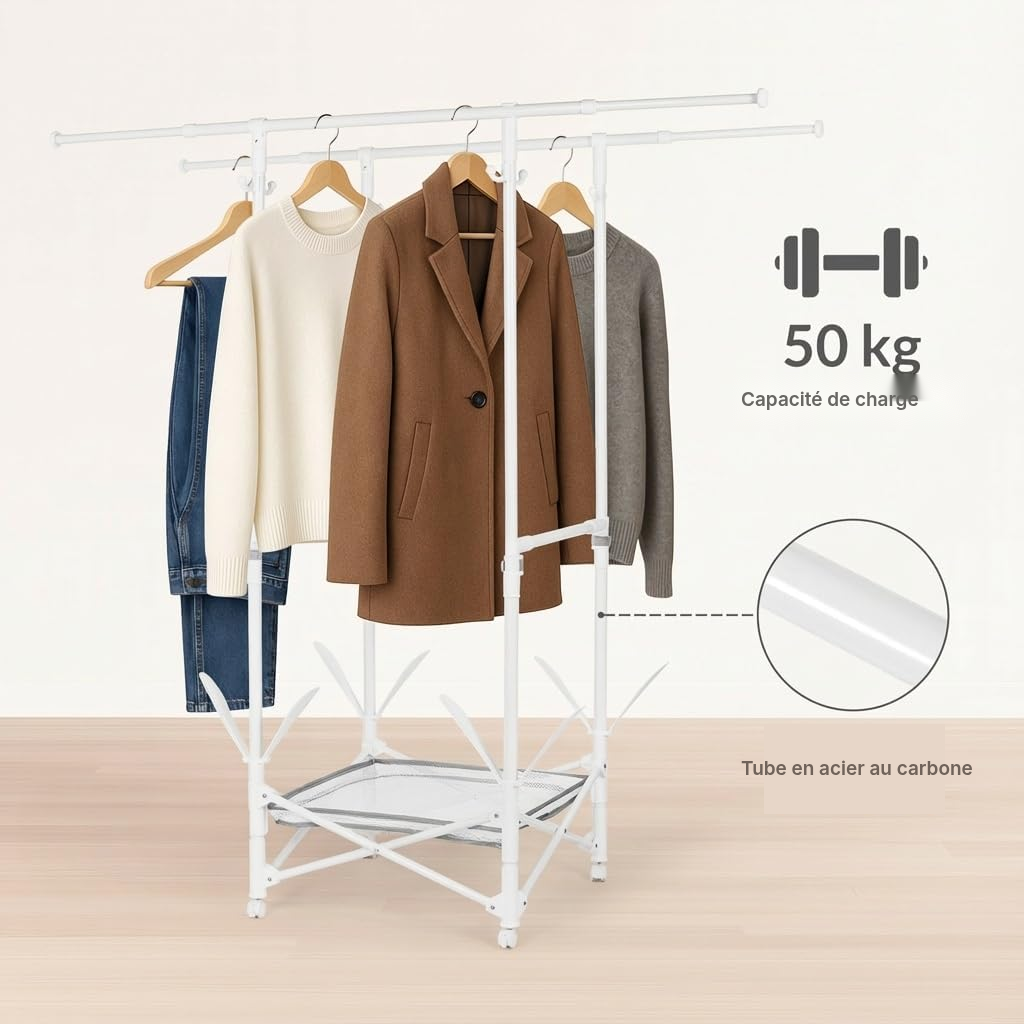 Étendoir à linge pliable blanc, gain de place — 4