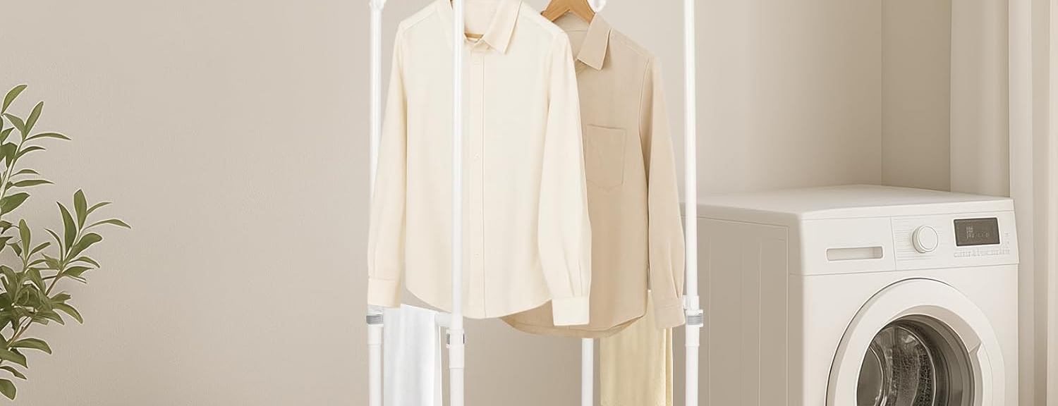 Étendoir à linge pliable blanc, gain de place