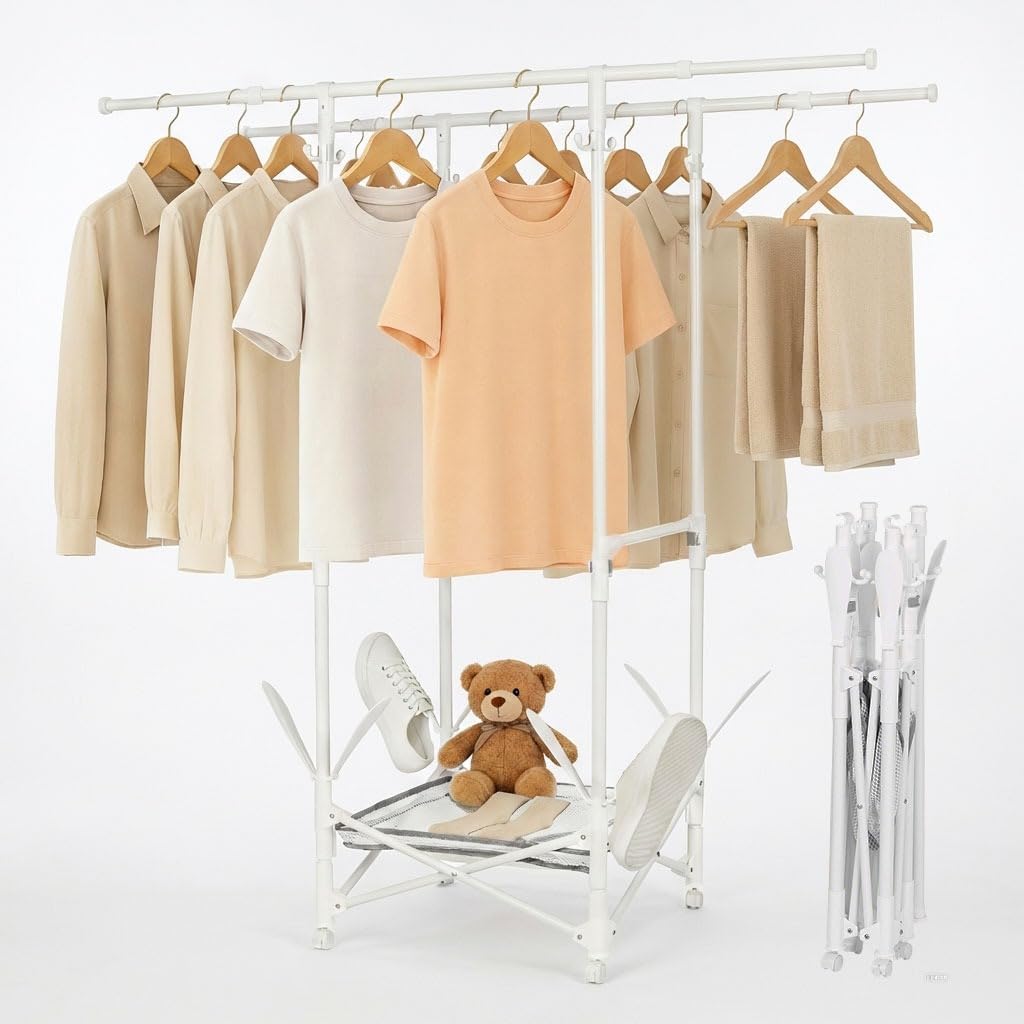 Étendoir à linge pliable blanc, gain de place — 1