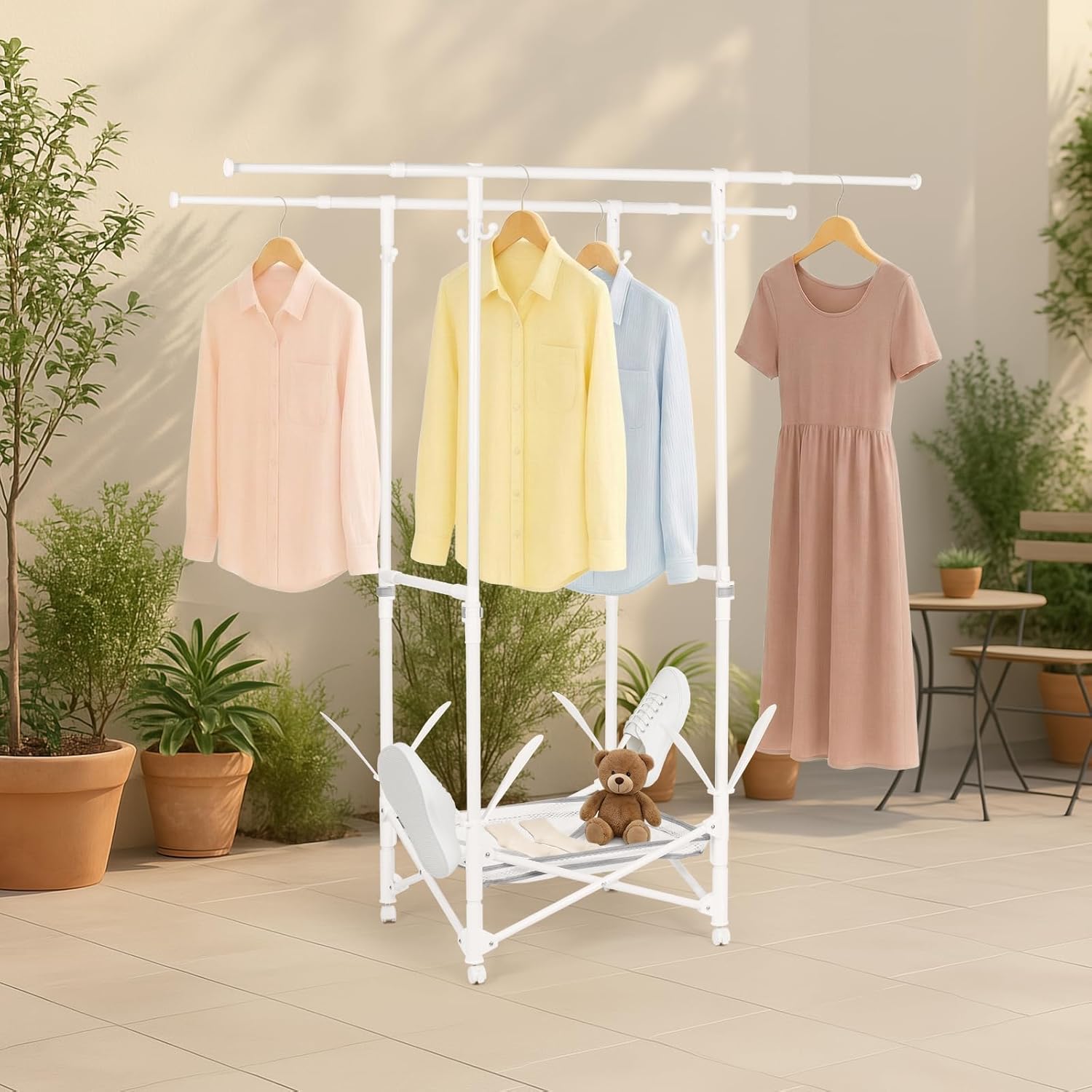 Étendoir à linge pliable blanc, gain de place — 7