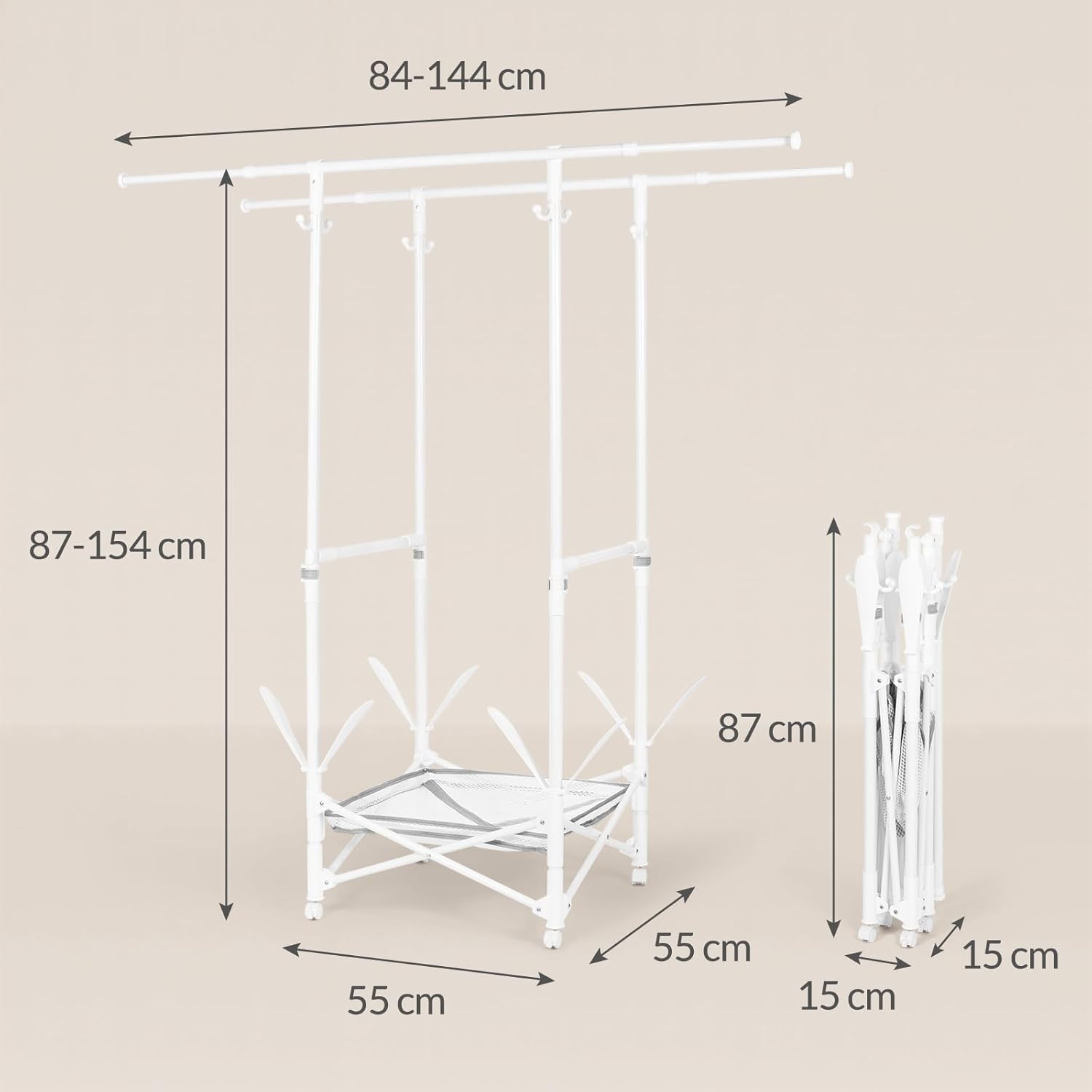 Étendoir à linge pliable blanc, gain de place — 5