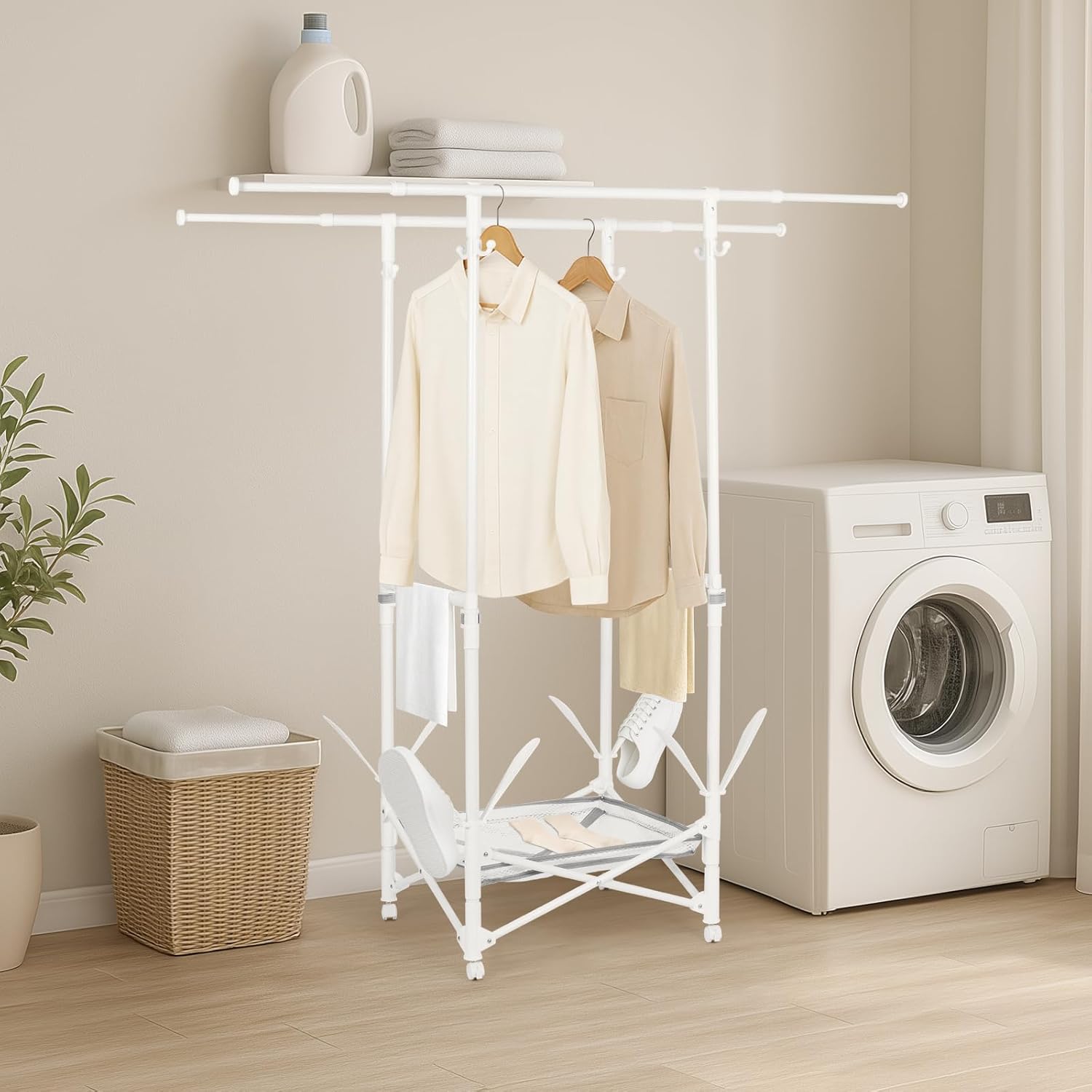 Étendoir à linge pliable blanc, gain de place — 6