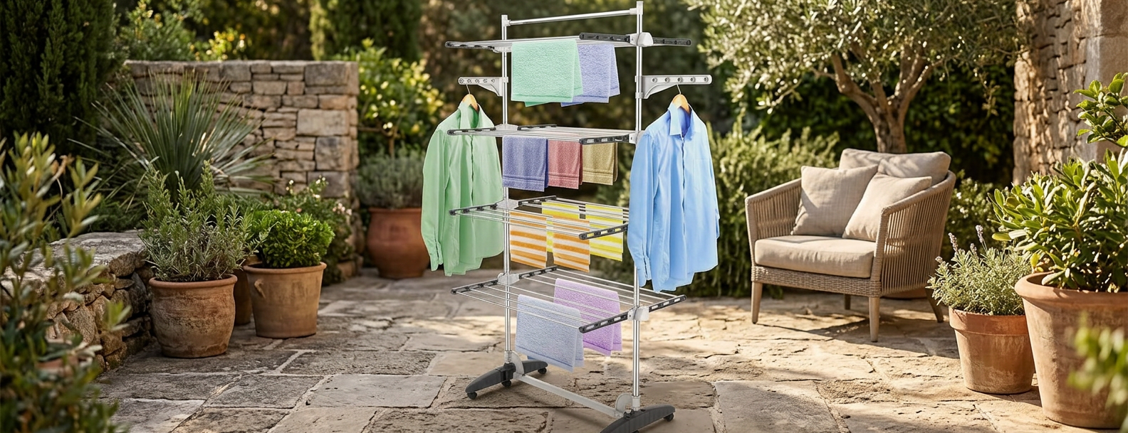 Étente à linge 4 étagères gris/blanc pliable