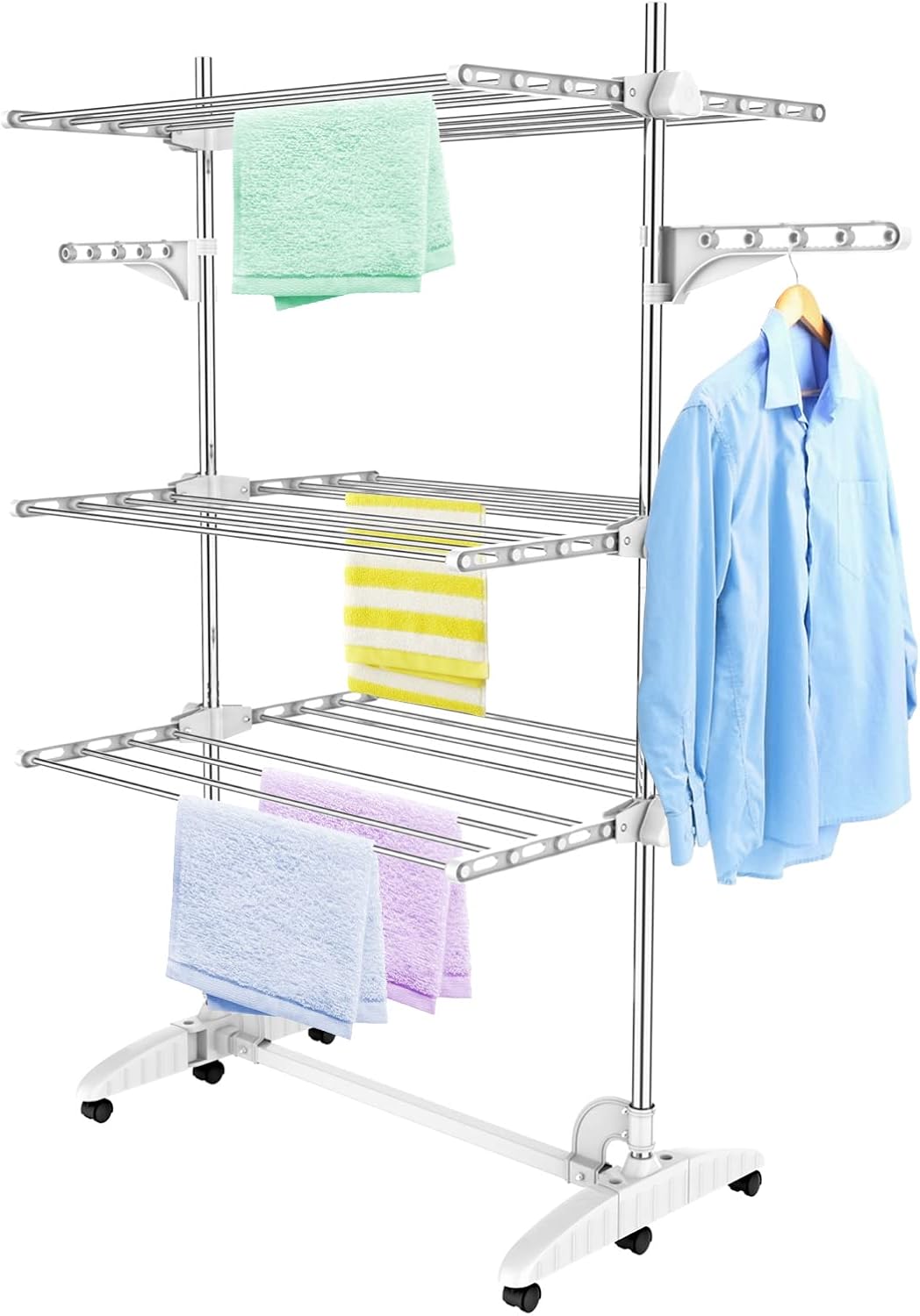 Étendoir à linge 3 niveaux blanc — gain de place — 1