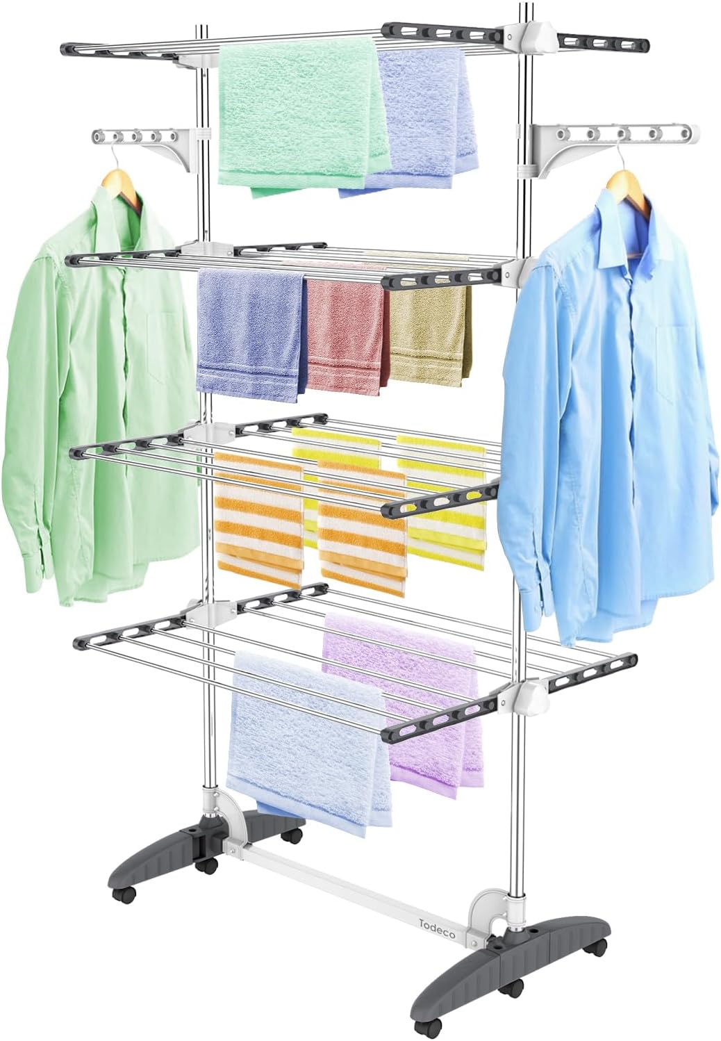 Étendoir à linge 4 étagères avec ailes gris/blanc