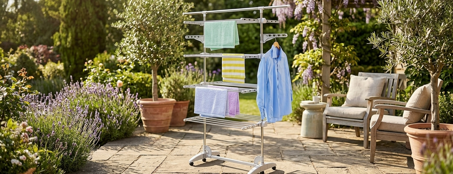 Séchoir pour le linge 4 étagères blanc mobile