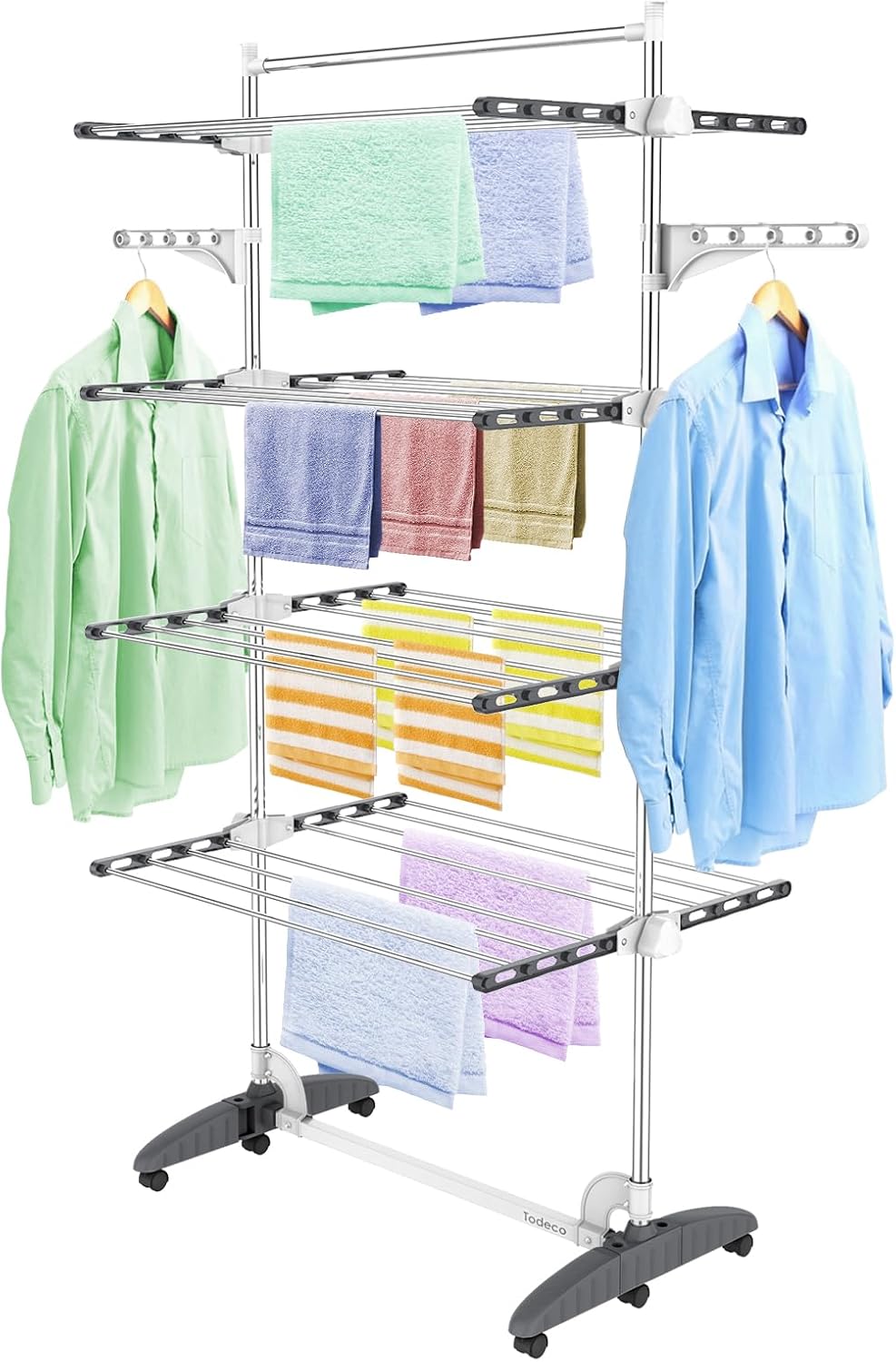 Étendoir à linge pliant 4 niveaux gris/blanc