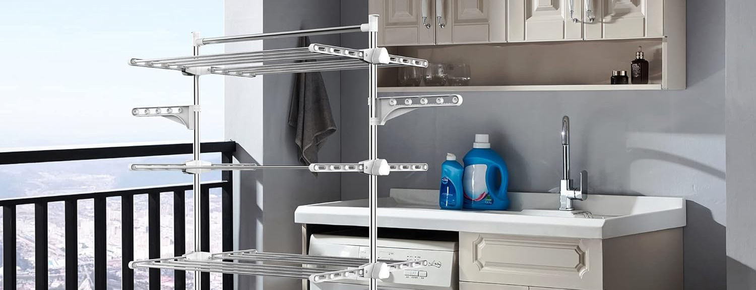 Étendoir pour linge Blanc 4 étagères, pliable