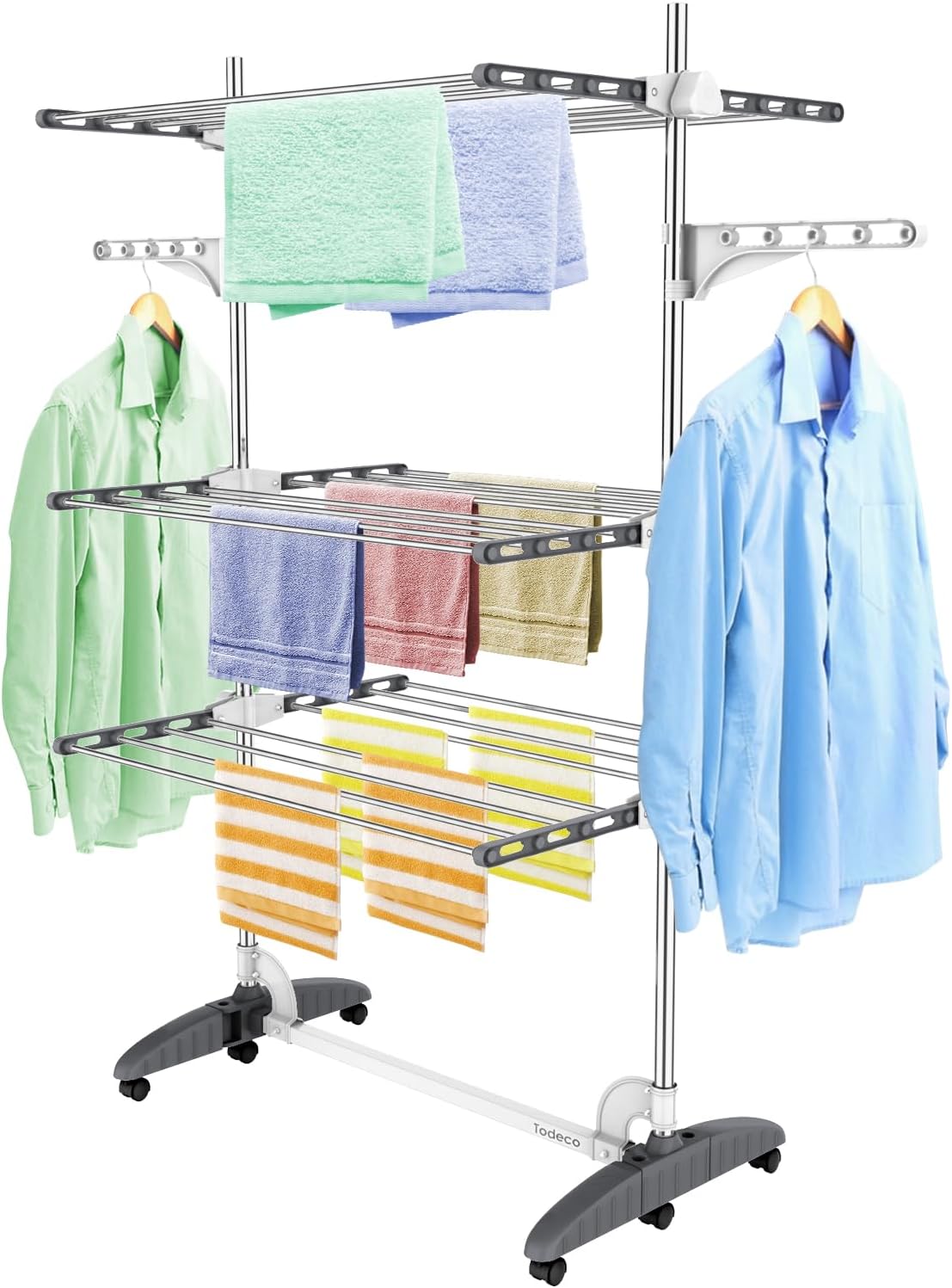 Étendoir pour linge pliable 3 étagères Gris/Blanc