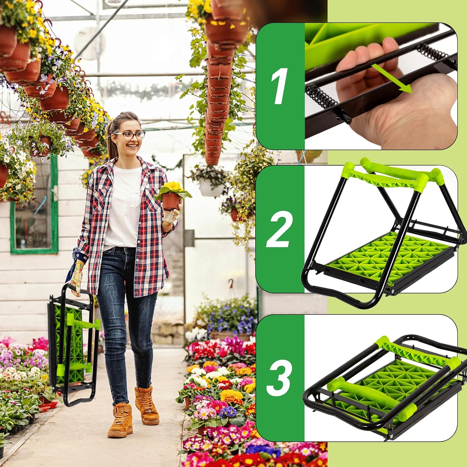 Fauteuil pour jardin agenouilloir pliable noir — 7