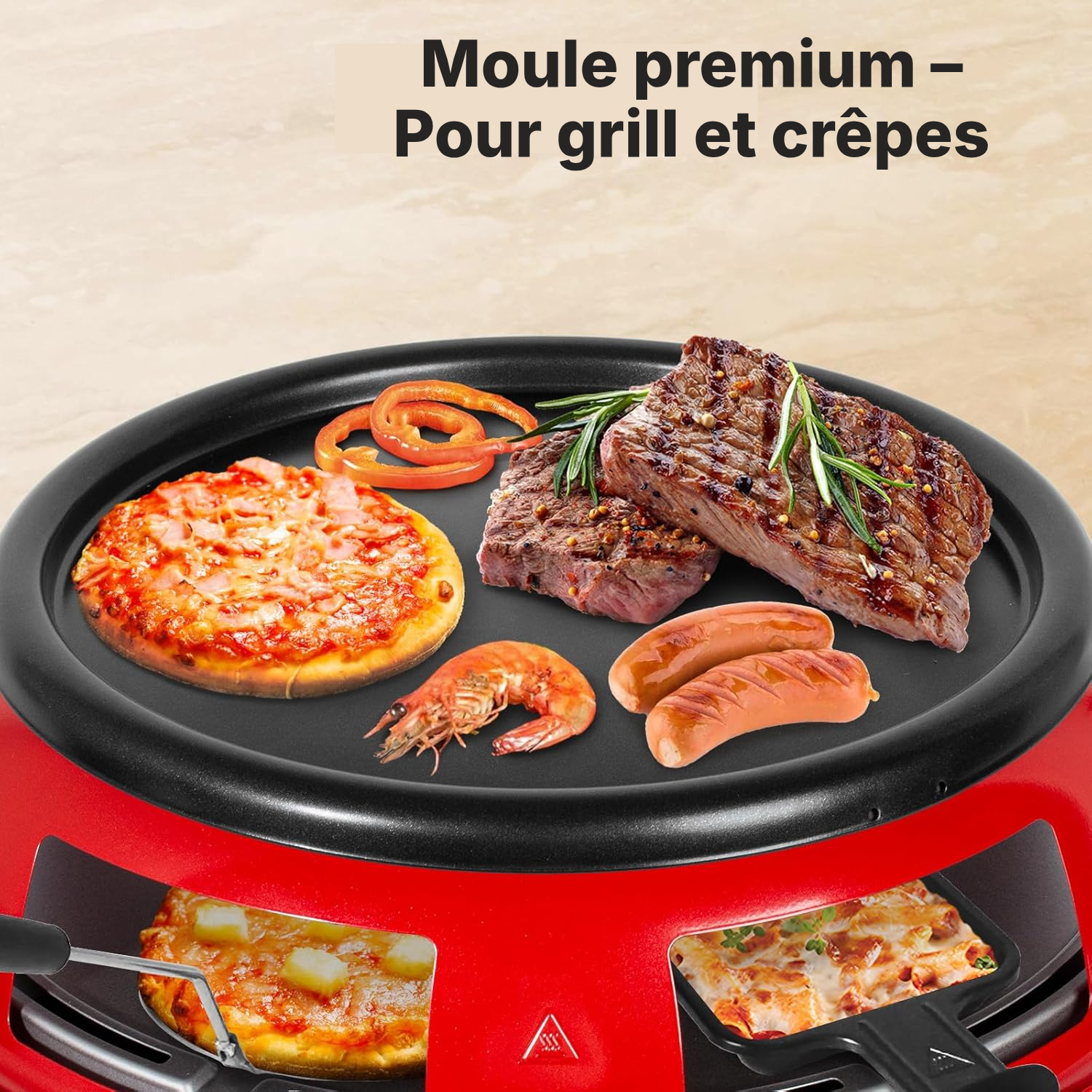 Four à pizza rouge 3 en 1 convivial — 2