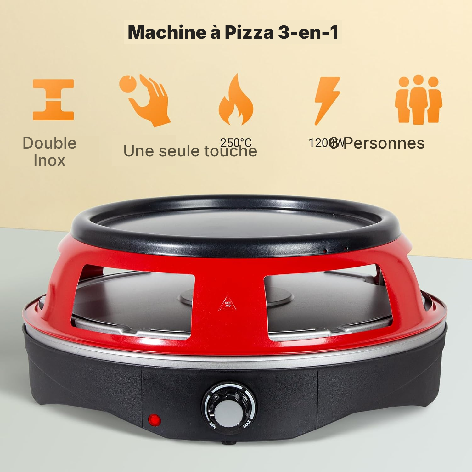 Four à pizza rouge 3 en 1 convivial — 4