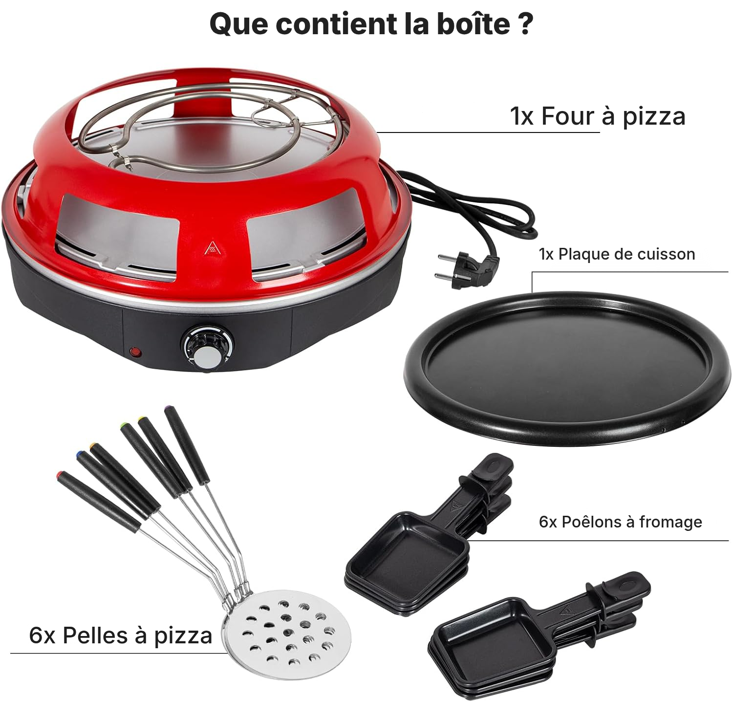 Four à pizza rouge 3 en 1 convivial — 5