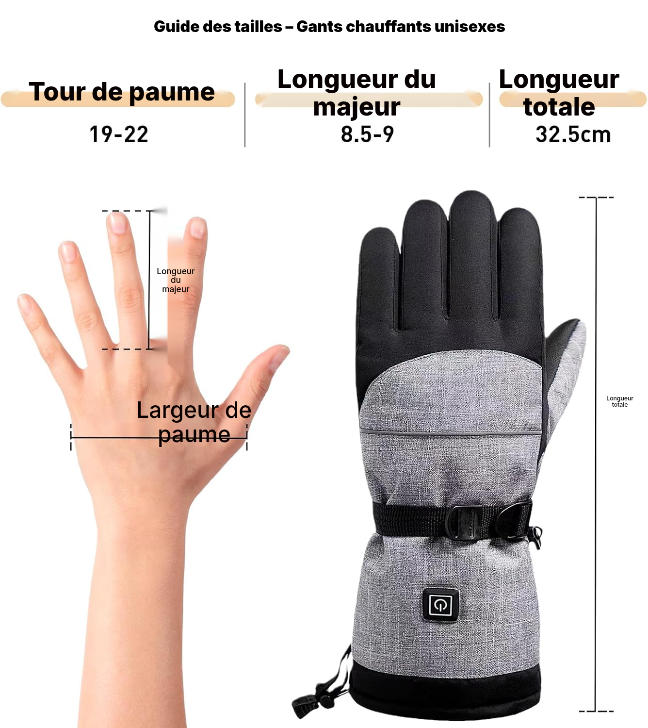 Gants chauffants Noir — mains au chaud — 2