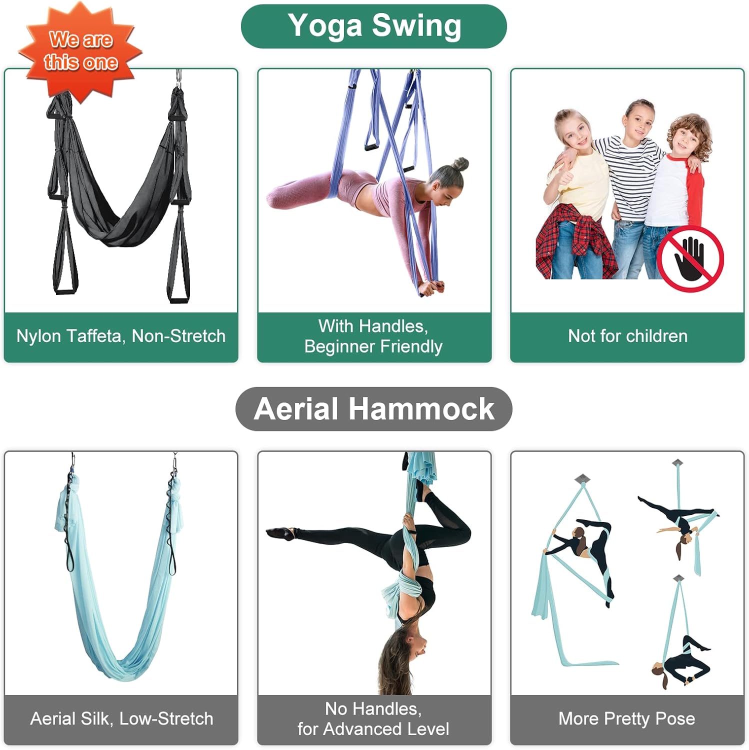 Hamac aérien réglable pour yoga suspendu — 4