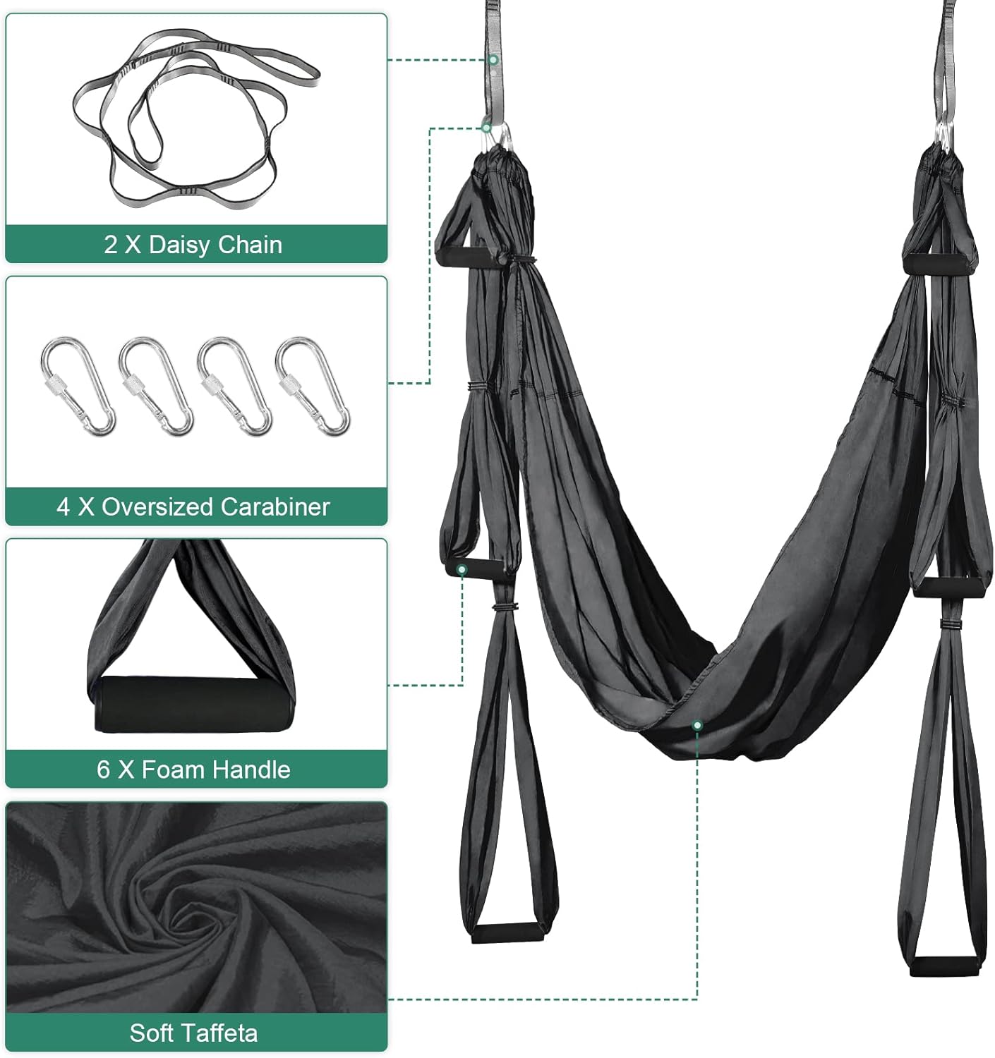 Hamac aérien réglable pour yoga suspendu — 2