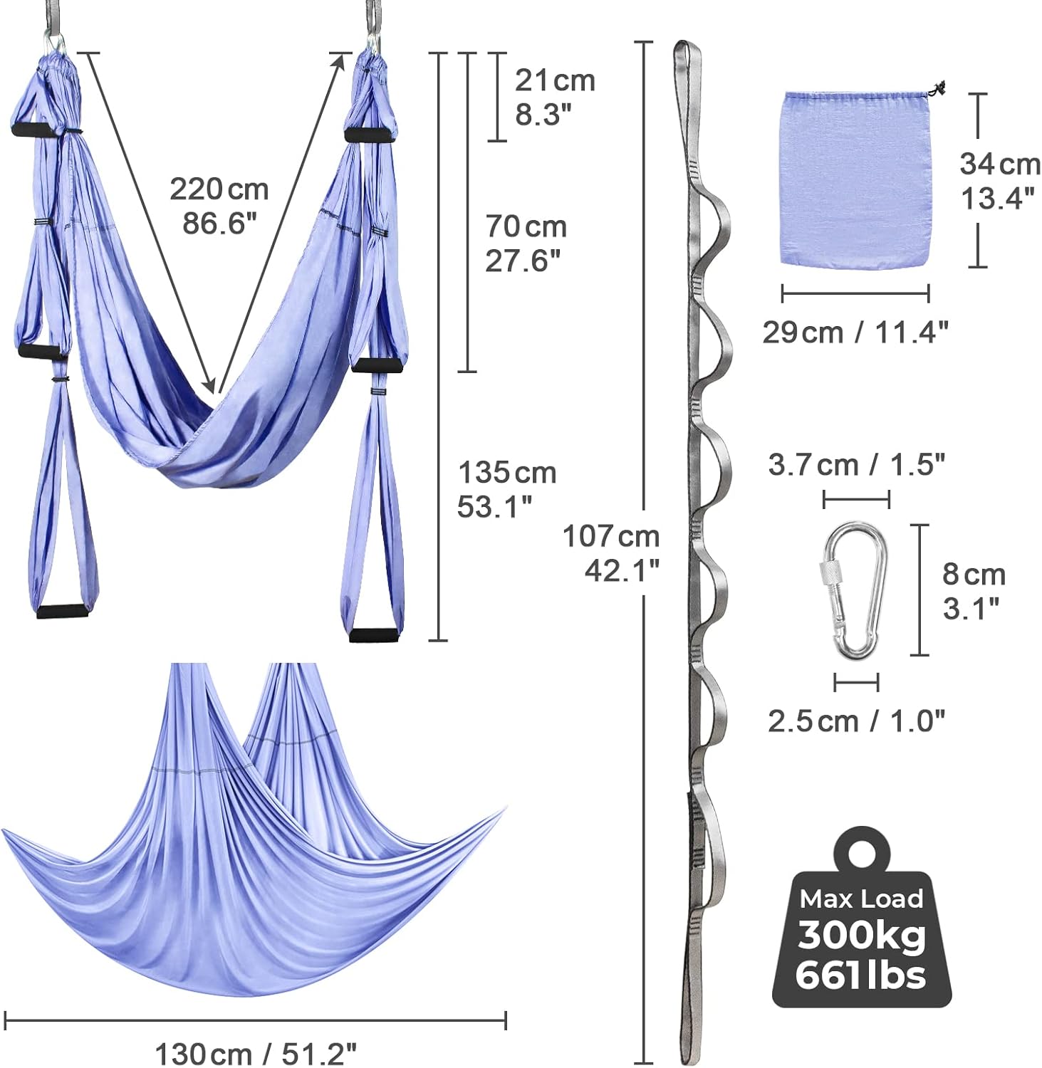 Hamac aérien 220 × 130 cm — yoga suspendu — 6