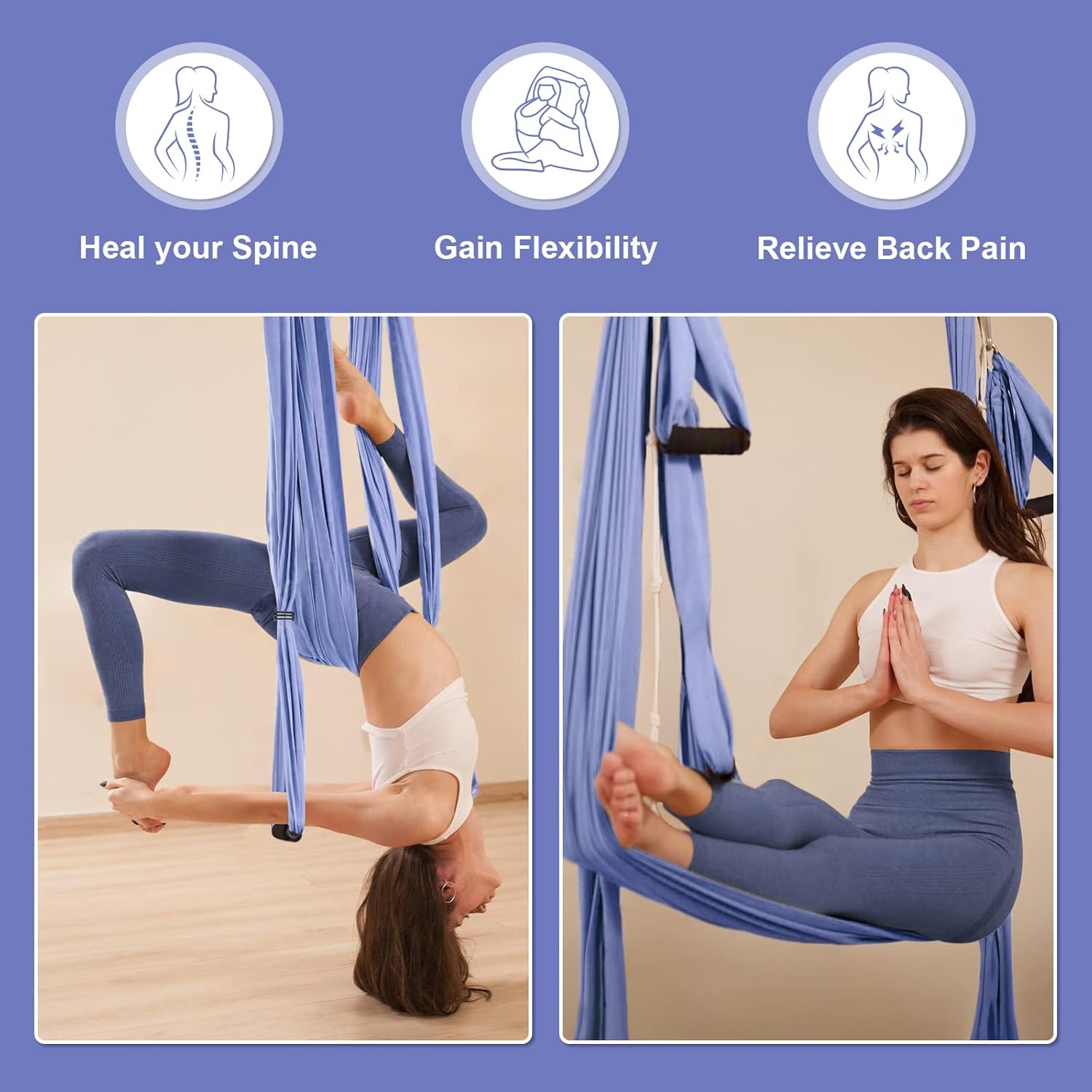 Hamac aérien 220 × 130 cm — yoga suspendu — 5
