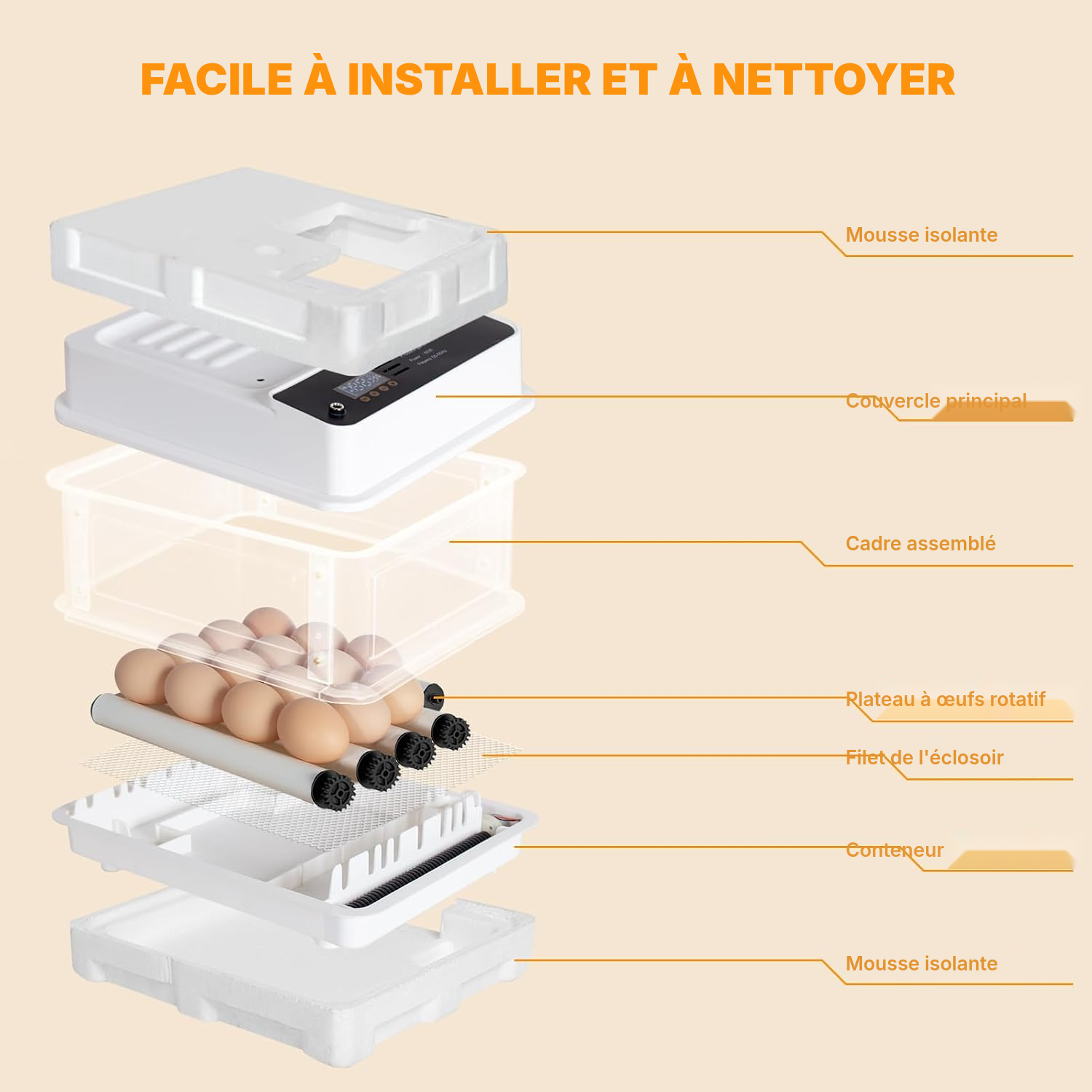 Couveuse automatique 15 œufs mini 31 cm LED — 6