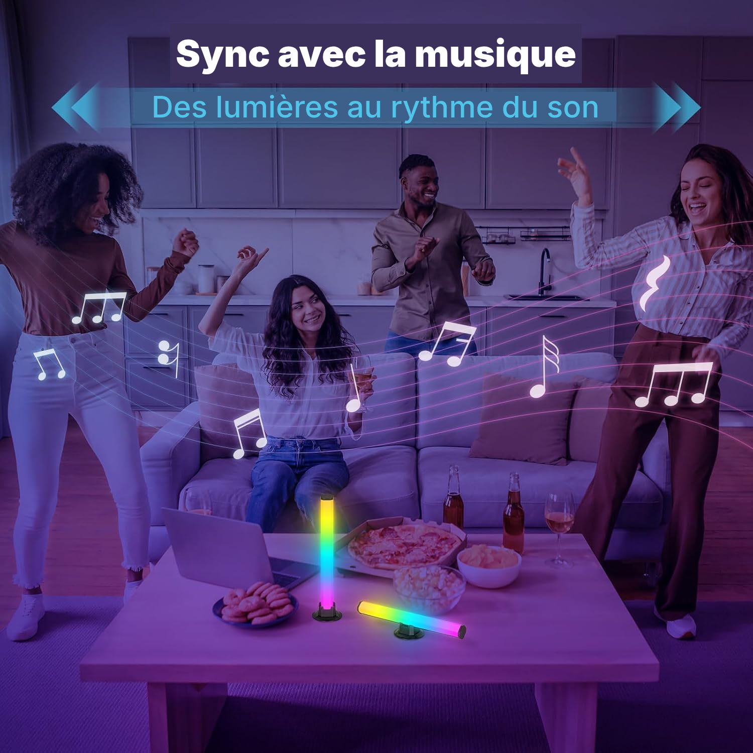 Lampe gaming RGB noire, immersion sonore — 3