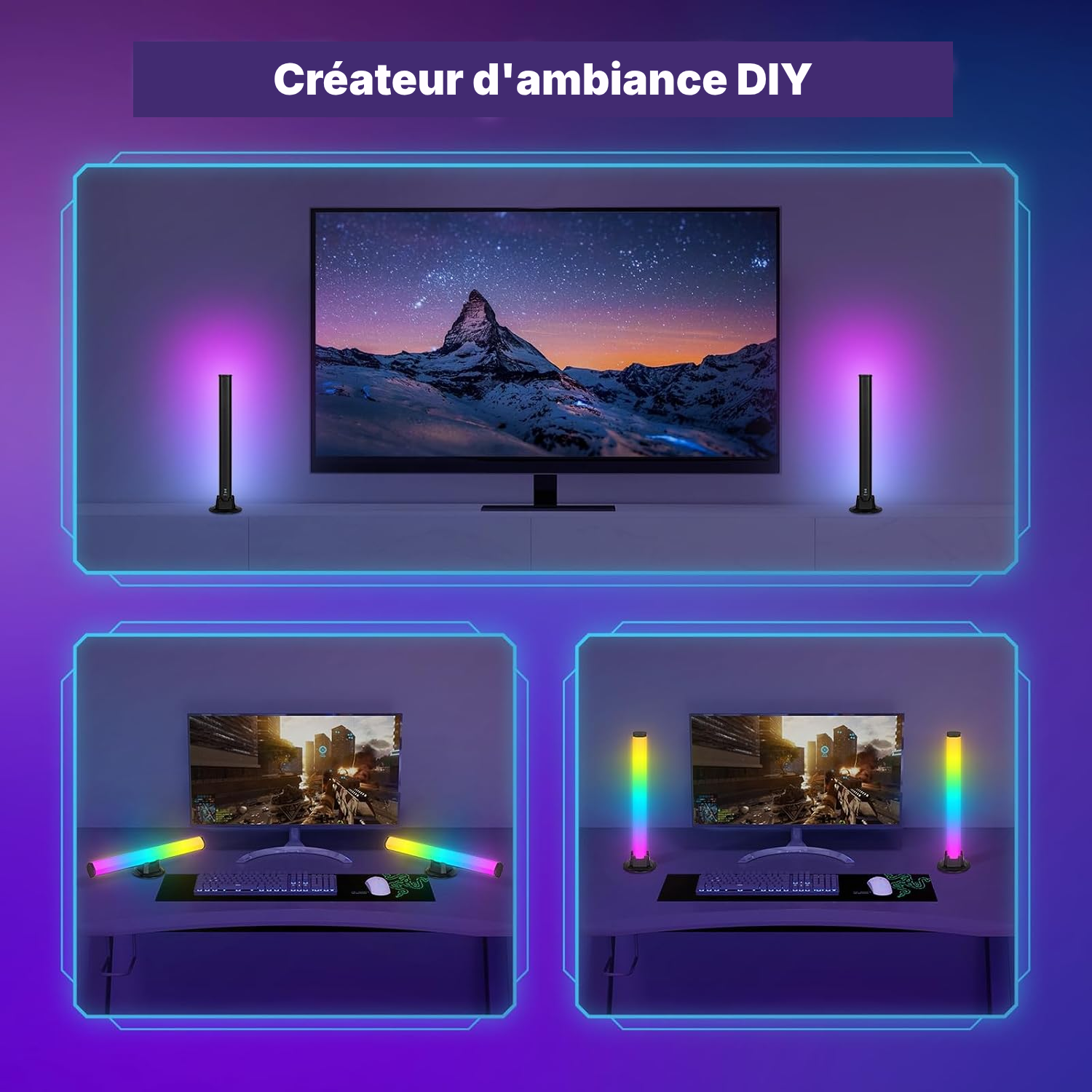 Lampe gaming RGB noire, immersion sonore — 4