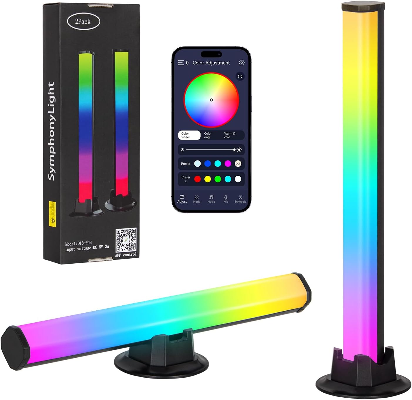 Lampe gaming RGB noire, immersion sonore — 1