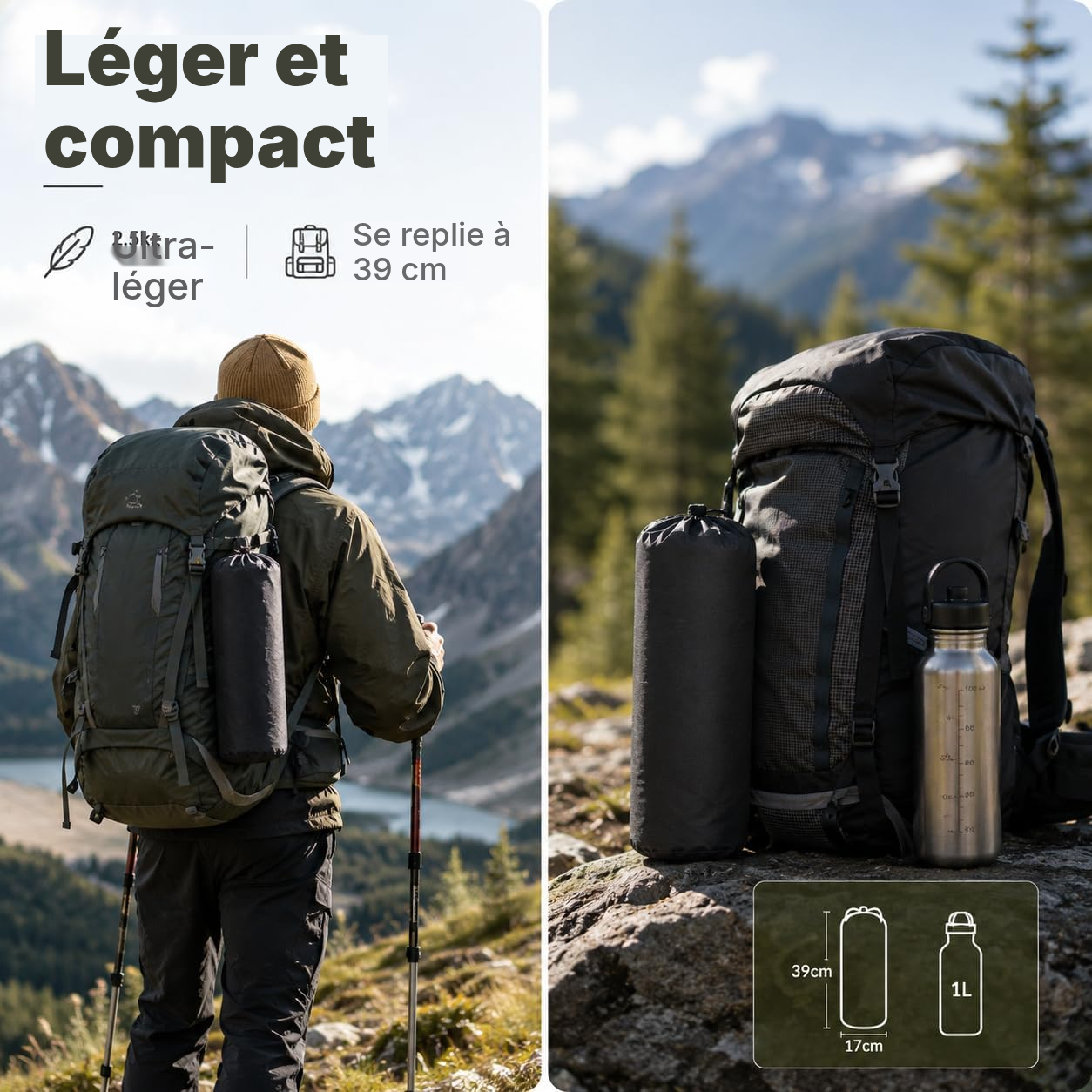 Lit de camp noir — tube 60/70 mm, repos — 3