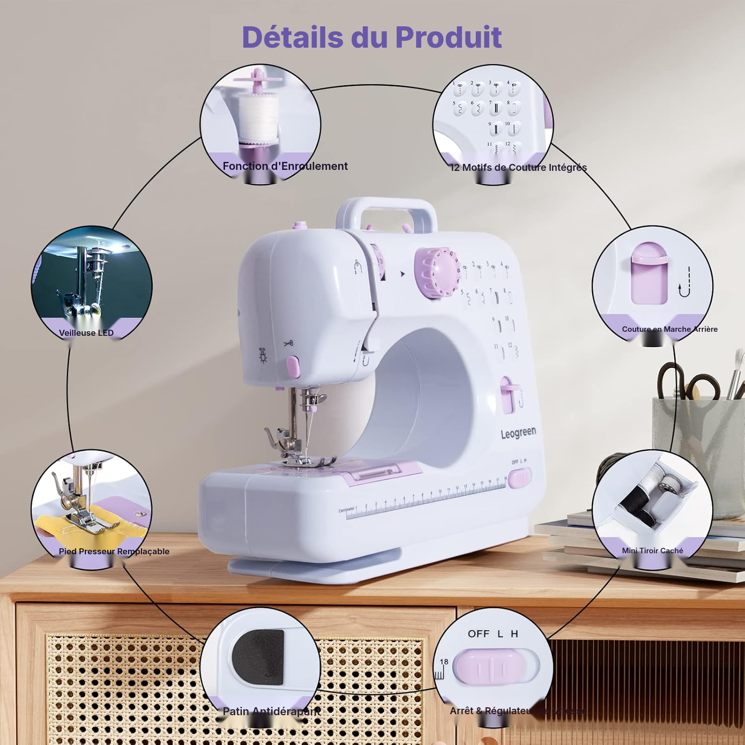Machine à coudre violette — débutez facilement — 3