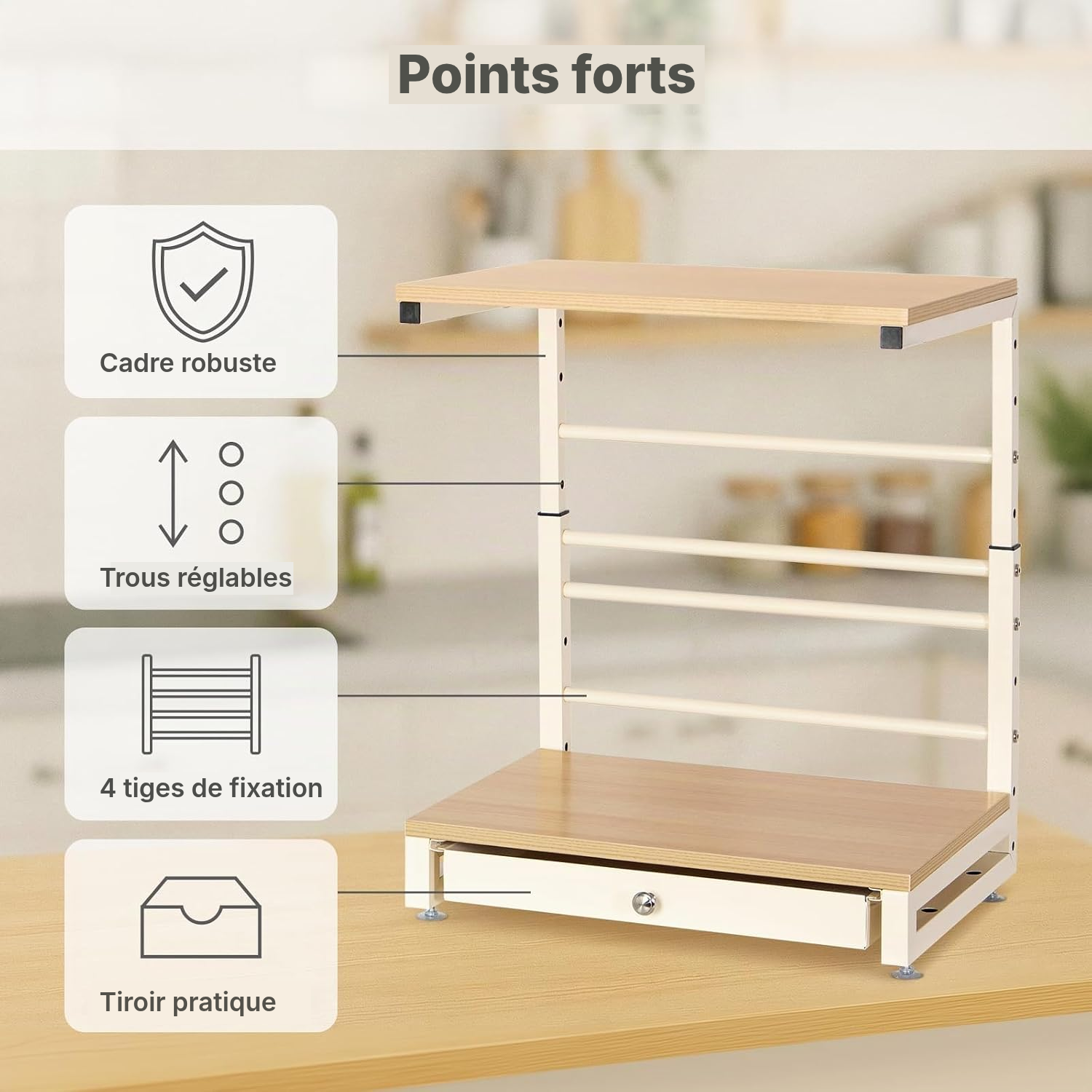 Meubles pour cuisine: étagère micro-ondes stable — 3
