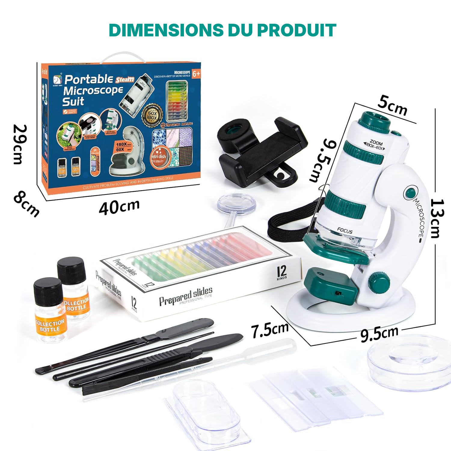Microscope éducatif 60 à 180x avec éclairage LED — 3