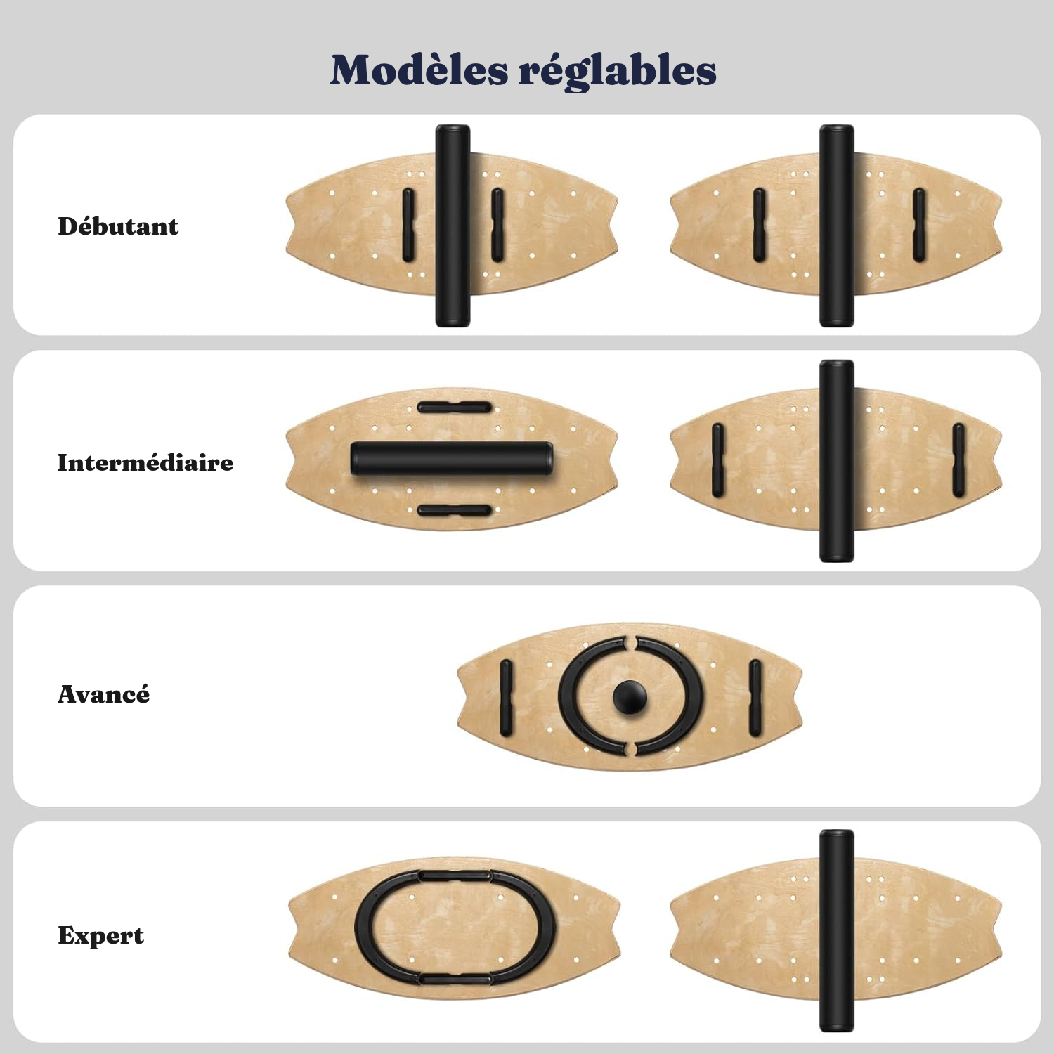 Planche d’équilibre bois 85 cm – rayures diagonales — 2