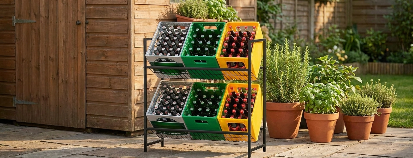 Porte bouteilles 2 niveaux Noir — accès facile