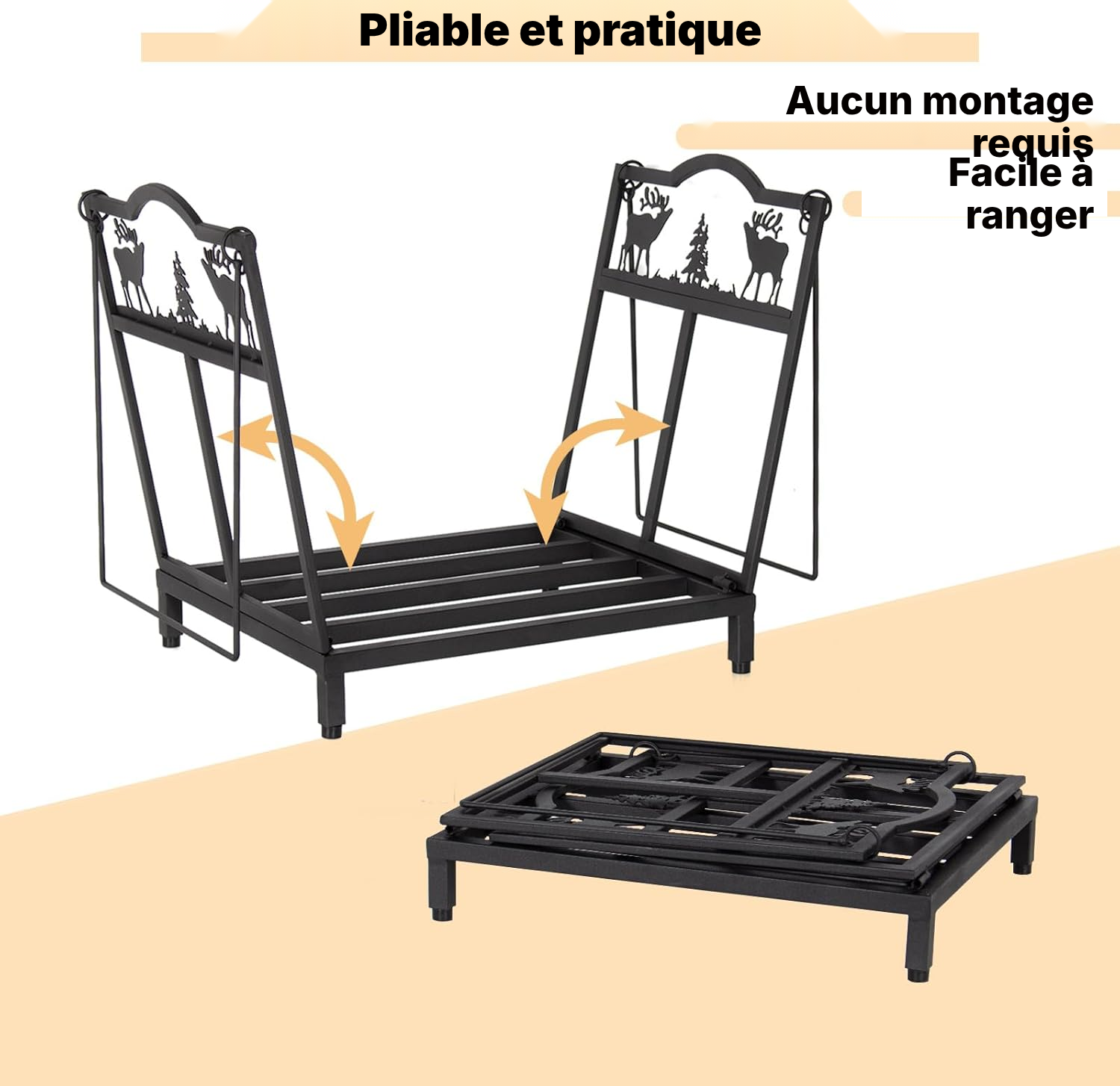 Range bûches pliable compact — 40 × 38 × 32 cm — 4