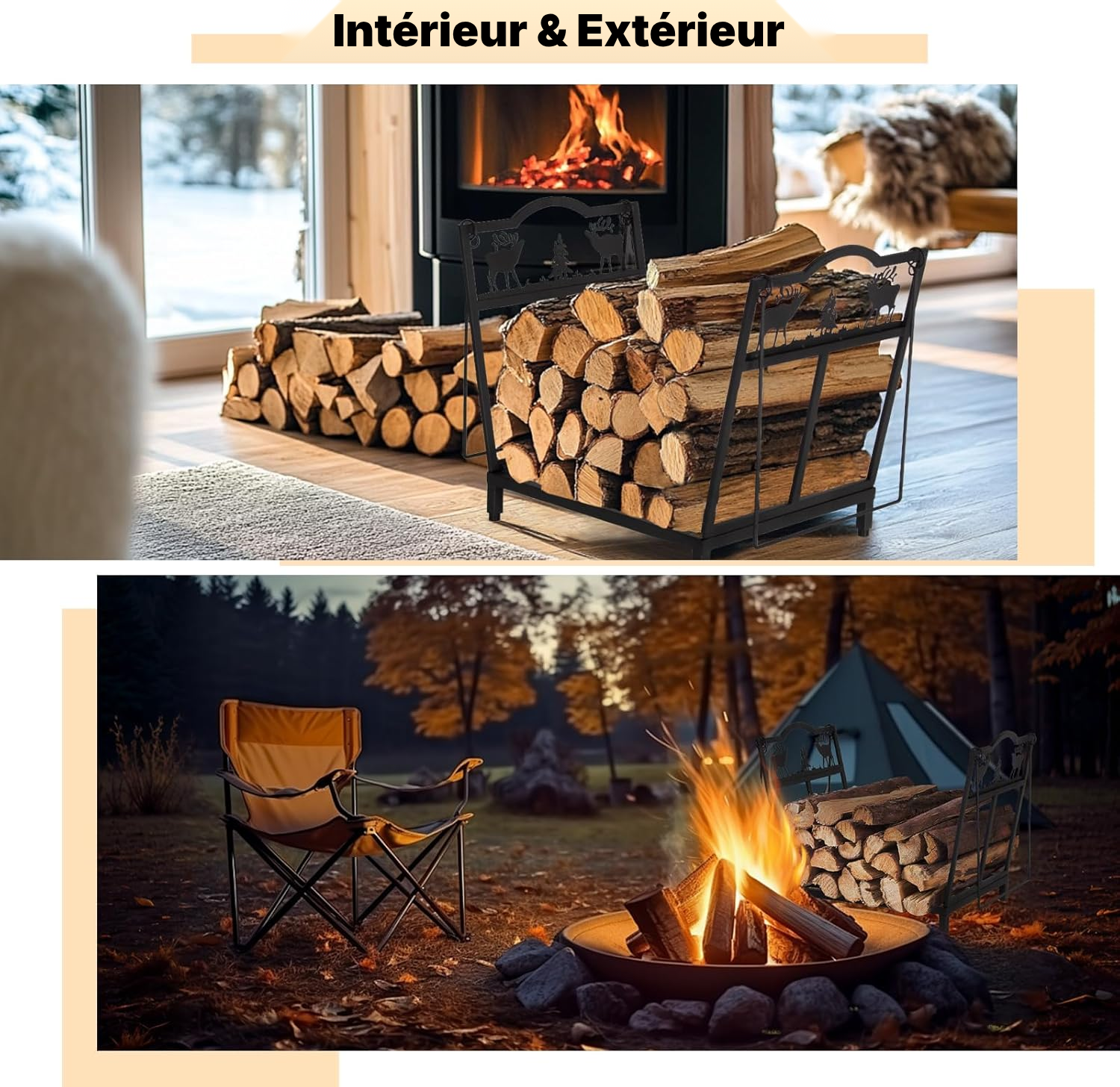 Range bûches pliable compact — 40 × 38 × 32 cm — 6