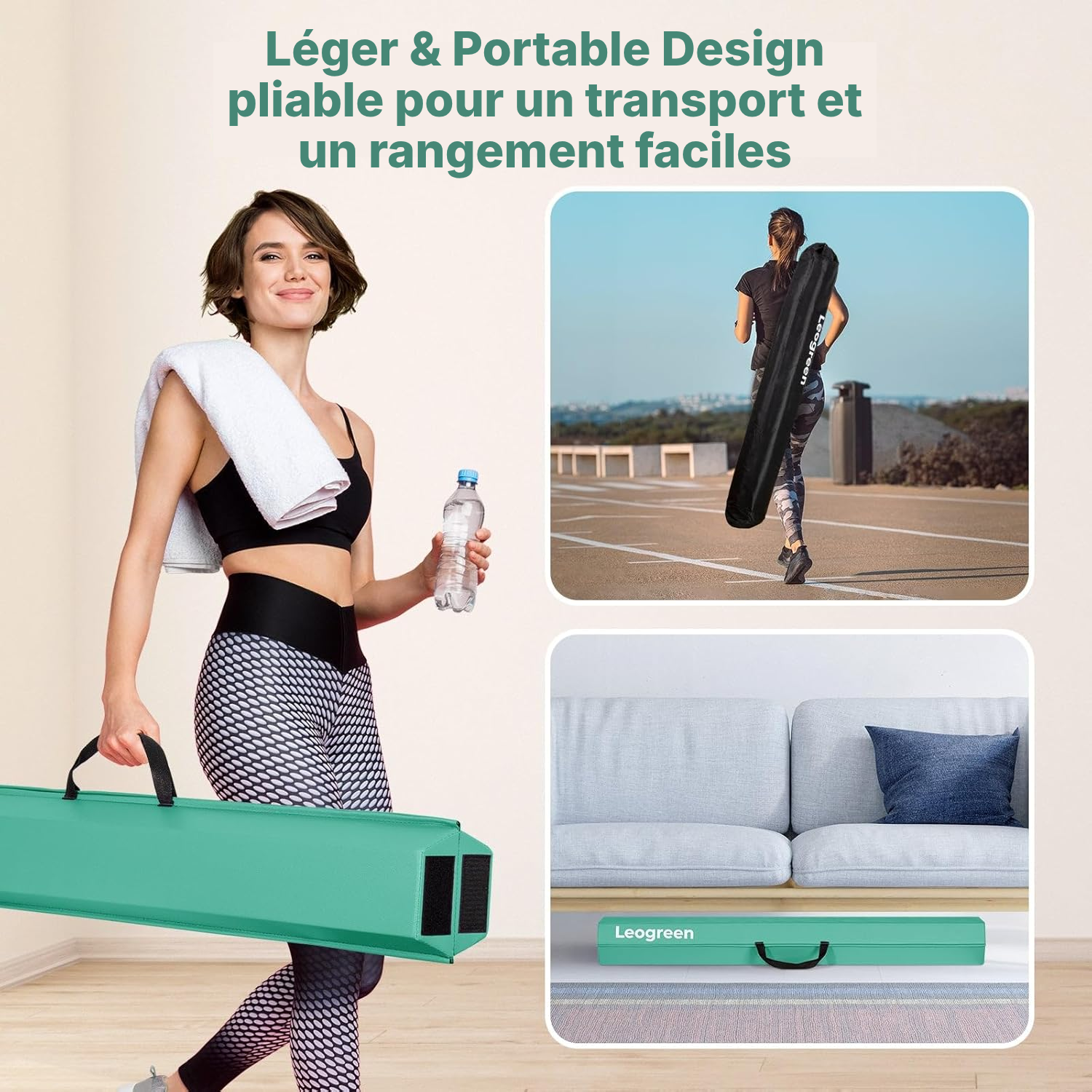 Poutre gymnase pliable 240 cm verte — équilibre — 3