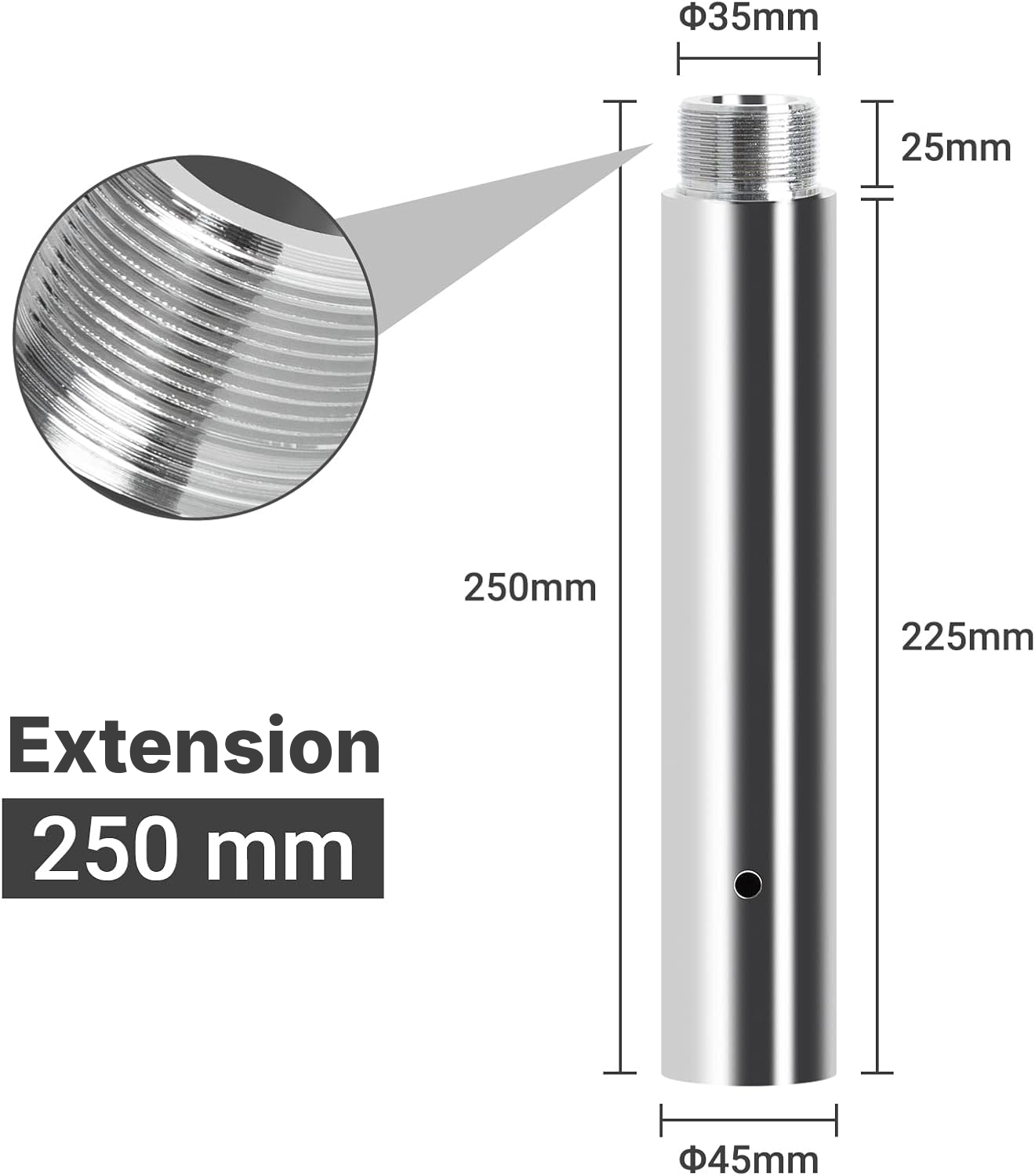 Extension de barre de pole dance chromée, 250 mm, Ø 45 mm — 2