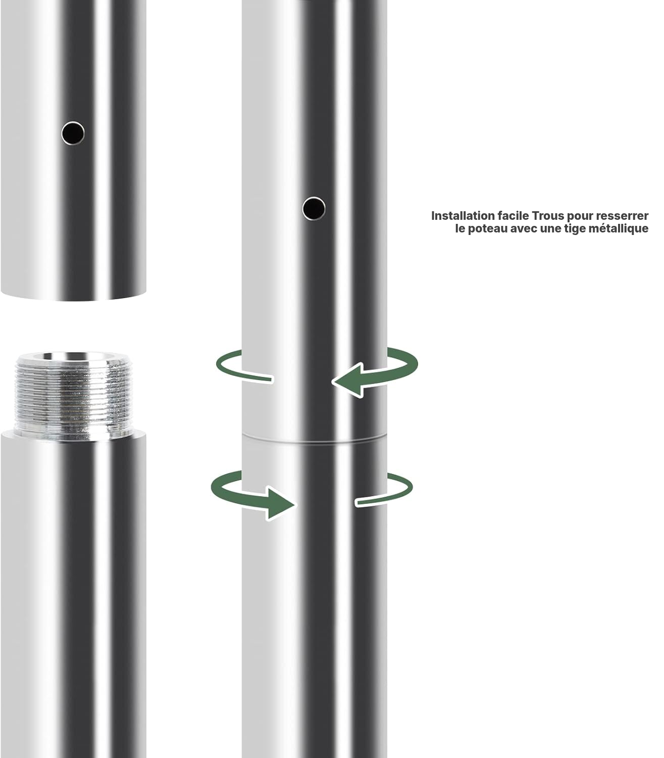 Bar pole dance: extension 500 mm pour plafond haut — 5