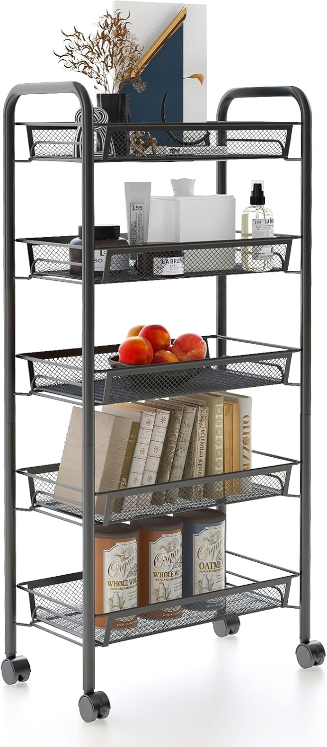 Cuisine desserte noire 5 niveaux, 106 × 45 × 26 cm