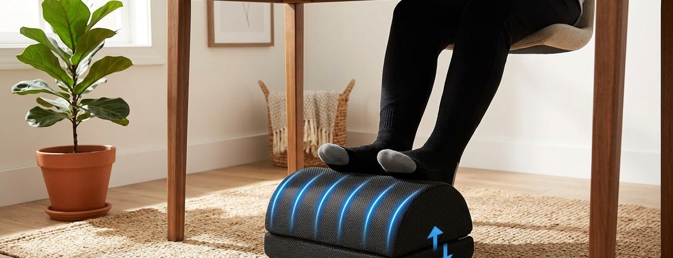 Repose-pieds de bureau ergonomique noir, 35 × 23 × 18 cm
