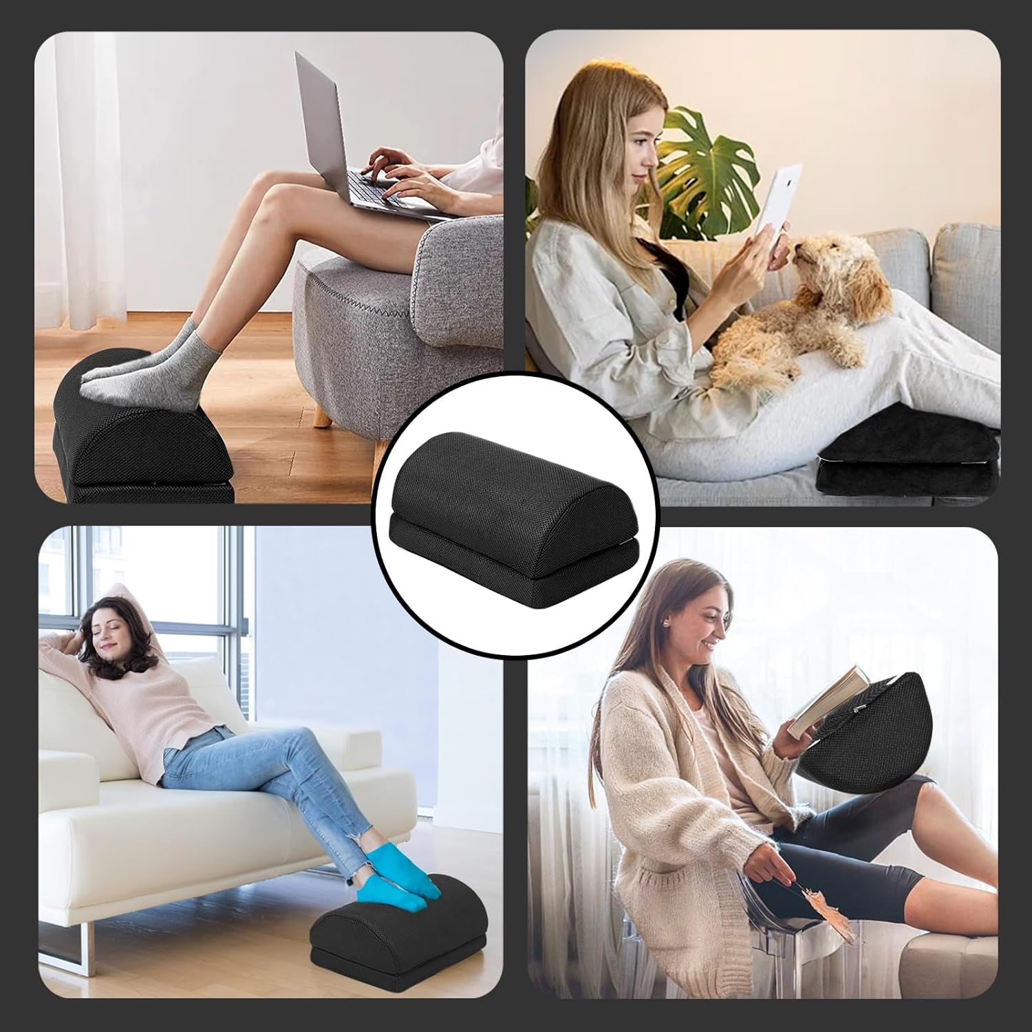 Repose-pieds de bureau ergonomique noir, 35 × 23 × 18 cm — 7
