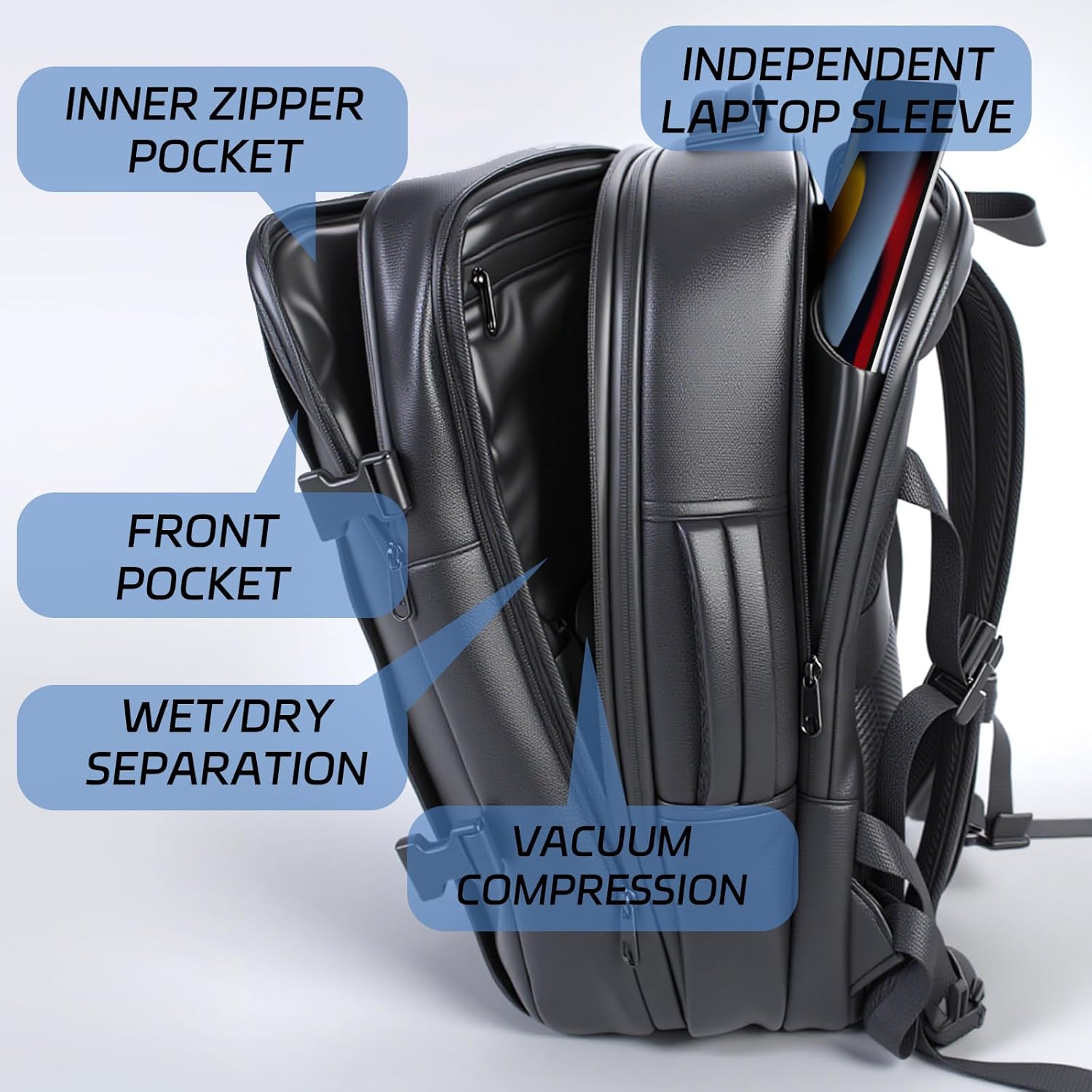 Sac à dos sous vide noir — gagnez de la place — 3