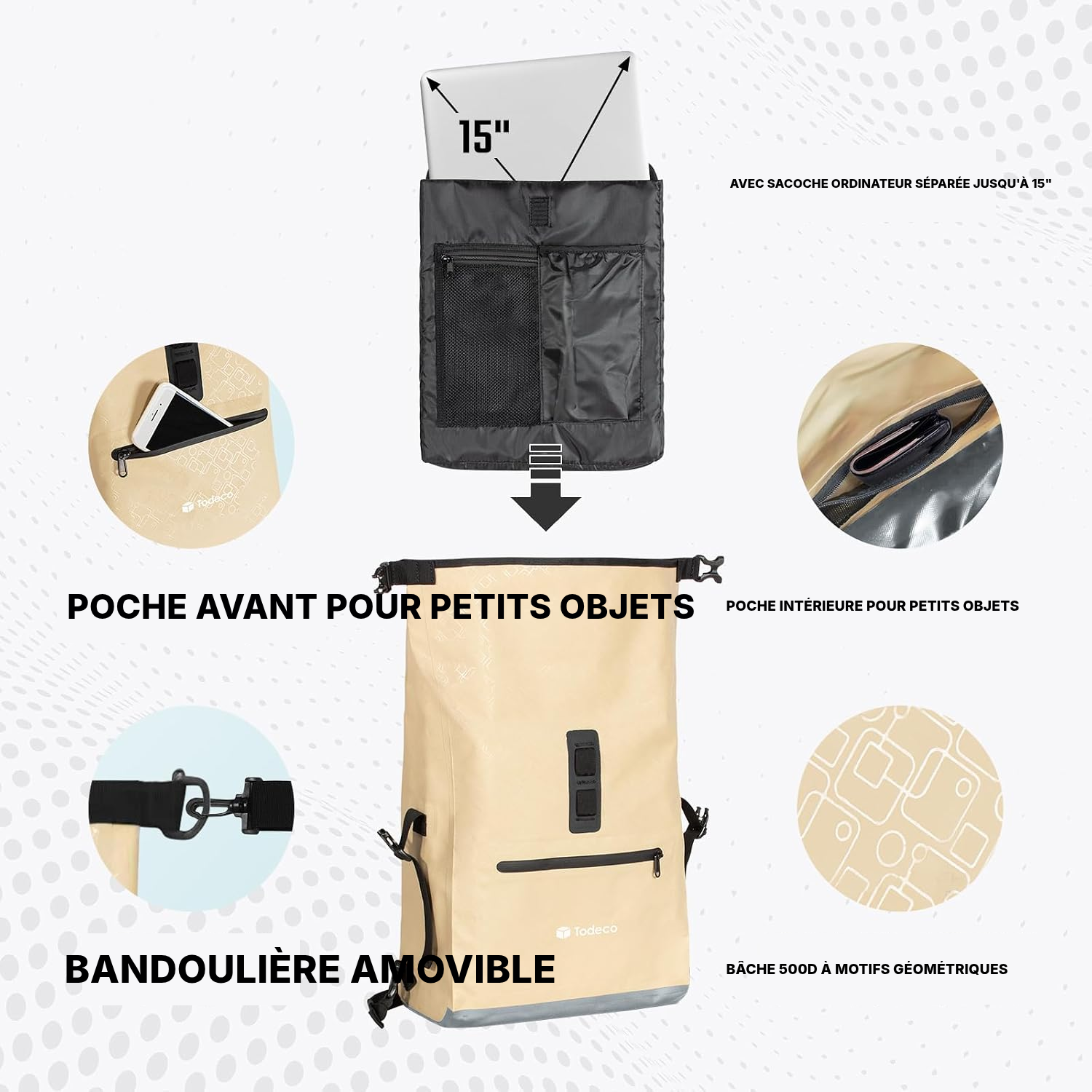 Sacoche à vélo 3-en-1 beige — du vélo à pied — 6