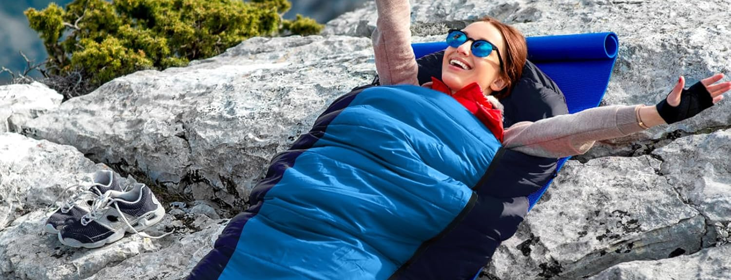 Sac de couchage momie chaud — bleu foncé