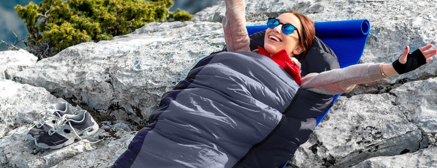 Sac de couchage gris foncé — confort 0 à 5°C