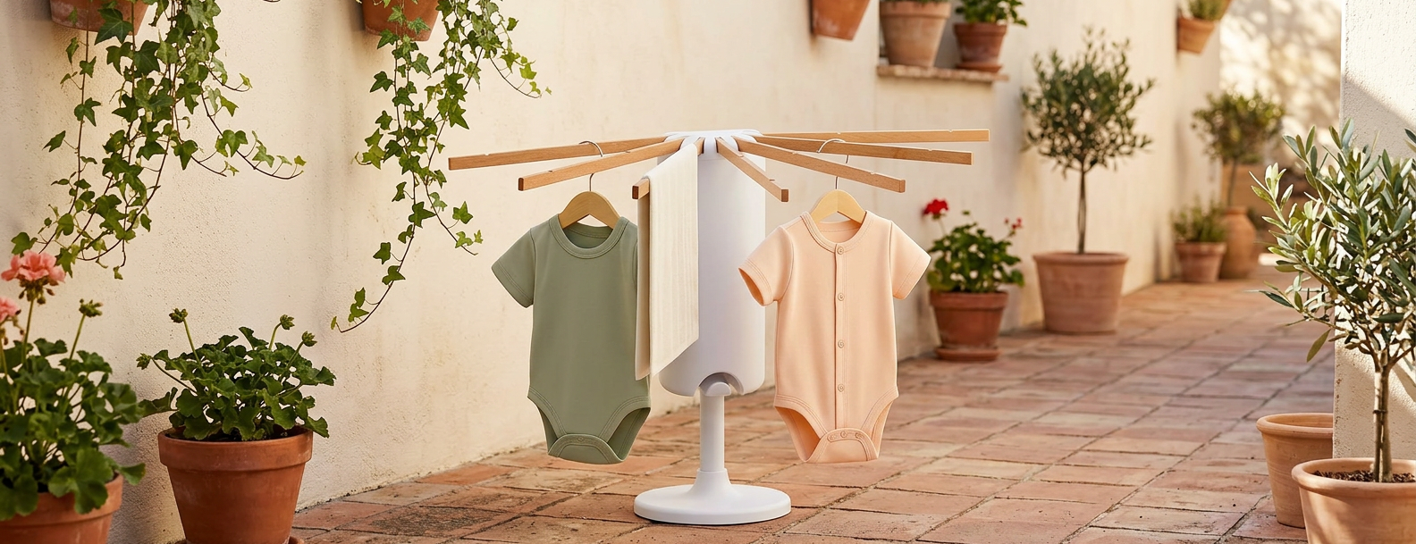 Étendage pour linge mural 7 barreaux compact 67 cm
